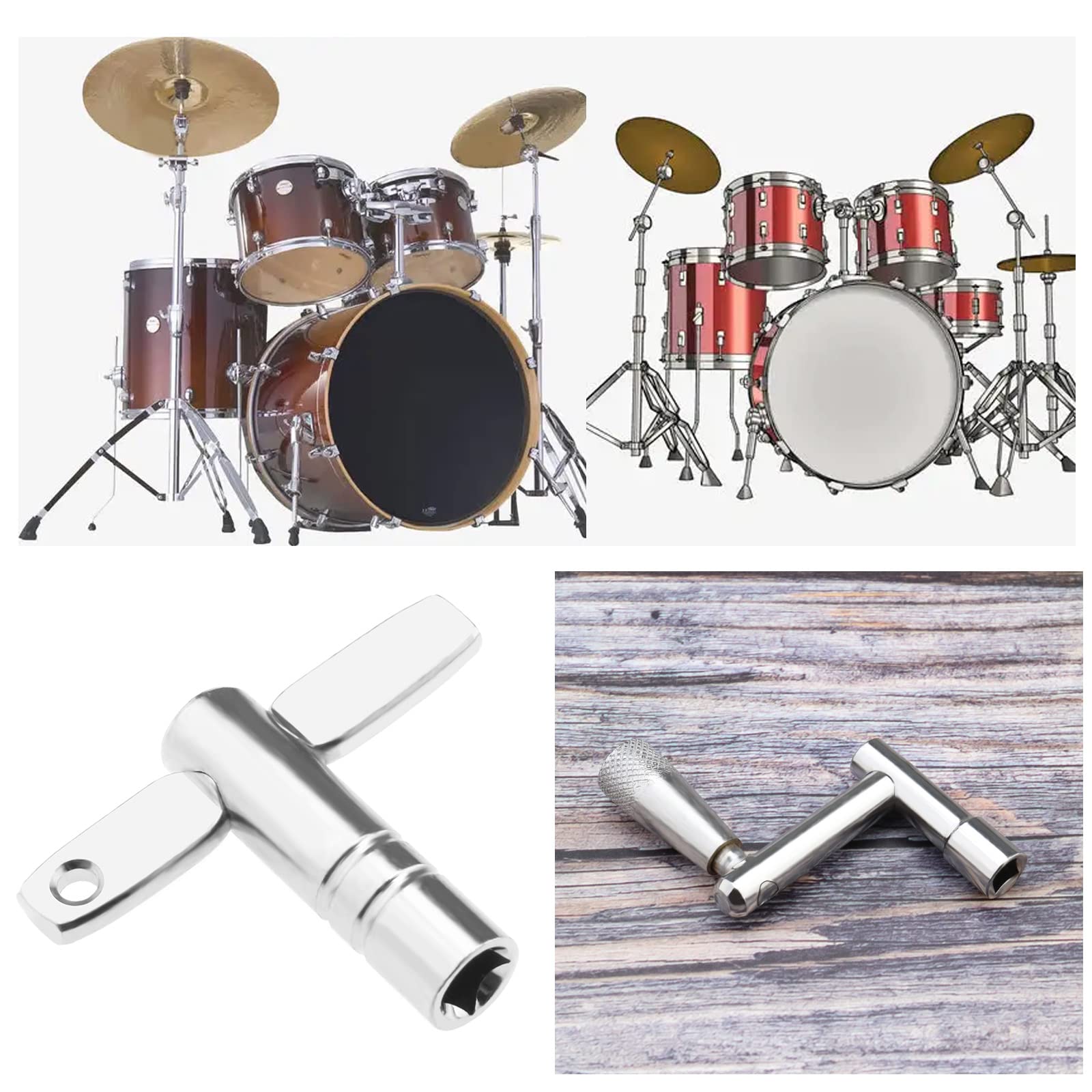 3Pcs Drum Kit Tuning Key Set - Continuous Motion Speed Key, Drumstick Keychain & Drum Wrench Tool for Snare Drums, Bass Drums - Perfect for Drum Maintenance & Live Performances