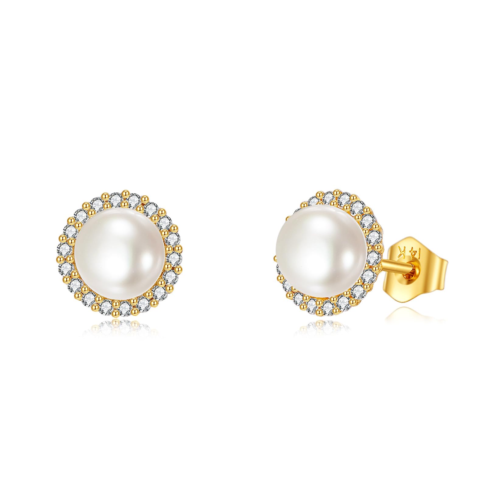 14K Gold Freshwater Cultured Pearl Earrings for Women - Solid Gold Dangle Drop, Stud & Chain Earrings - Elegant Jewelry Gift for Her - Perfect for Weddings, Parties & Special Occasions