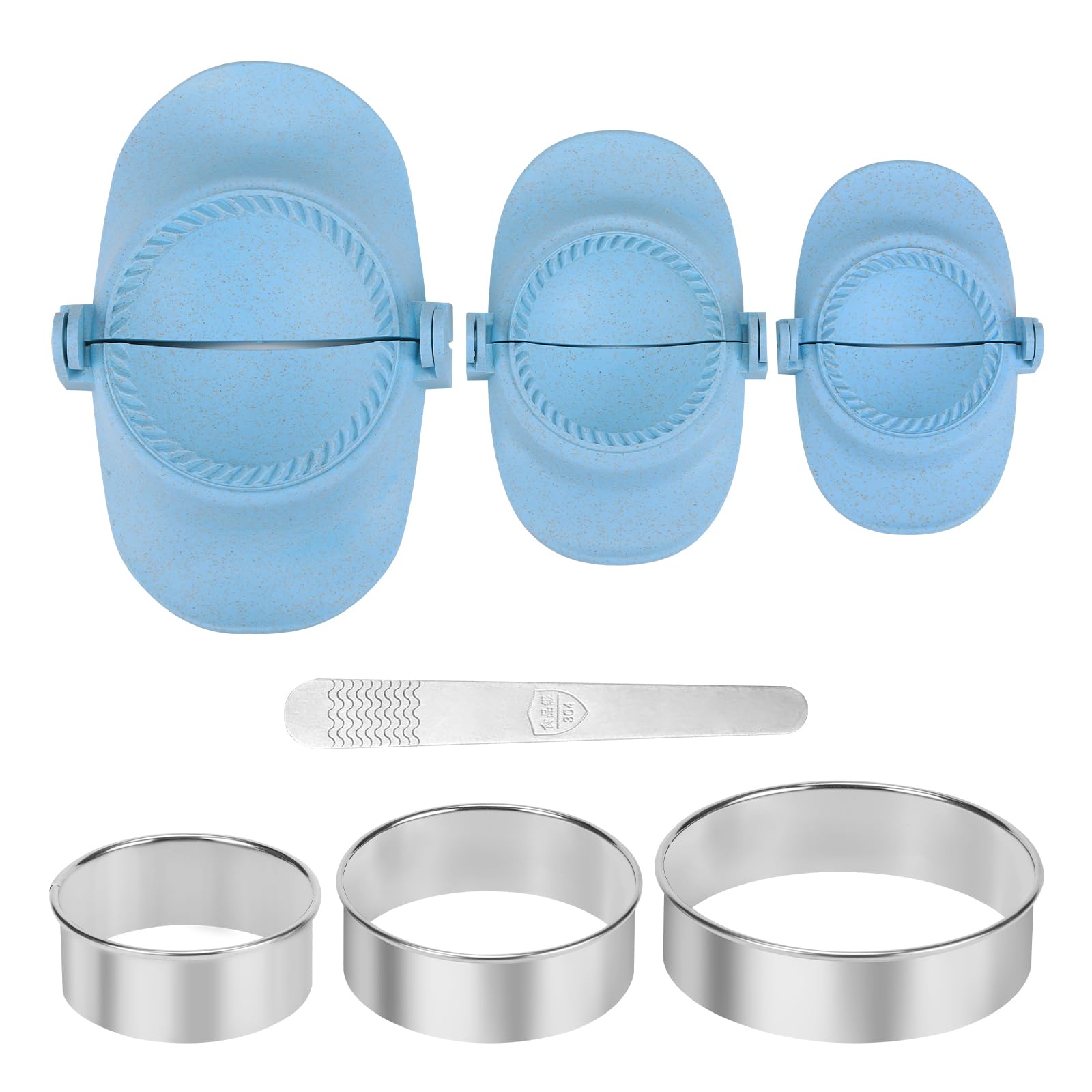 7-Piece Dumpling Making Kit - All-in-One Empanada & Gyoza Maker Set with Press Molds & Ring Cutters - Blue Kitchen Accessories for Asian Cooking - Perfect Gift for Home Chefs & Family Cooking Fun
