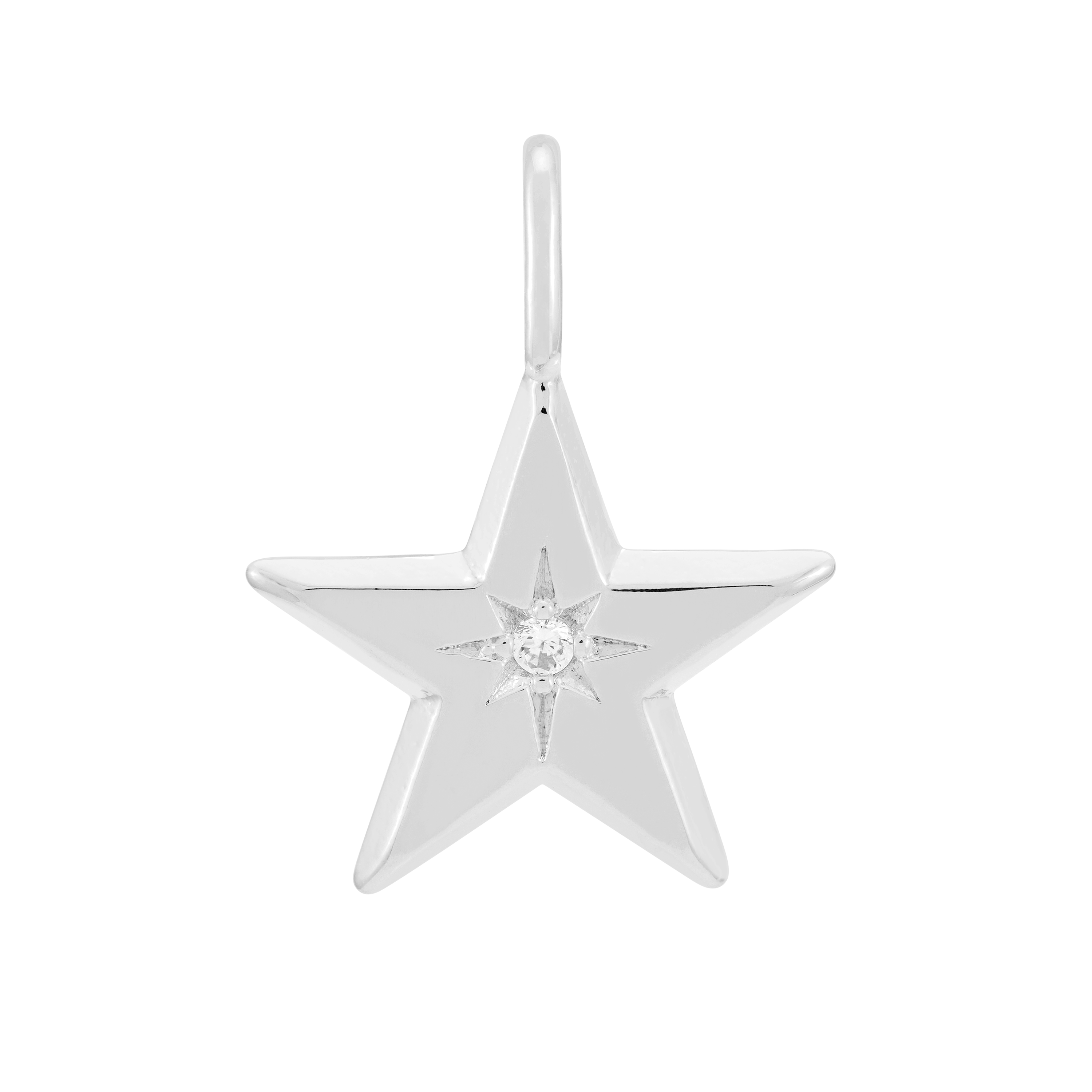 925 Sterling Silver Plated Knife Edge CZ Star Pendant Charm - Perfect for Necklaces, Bracelets & Jewelry Making | Elegant Gift for Women & Girls