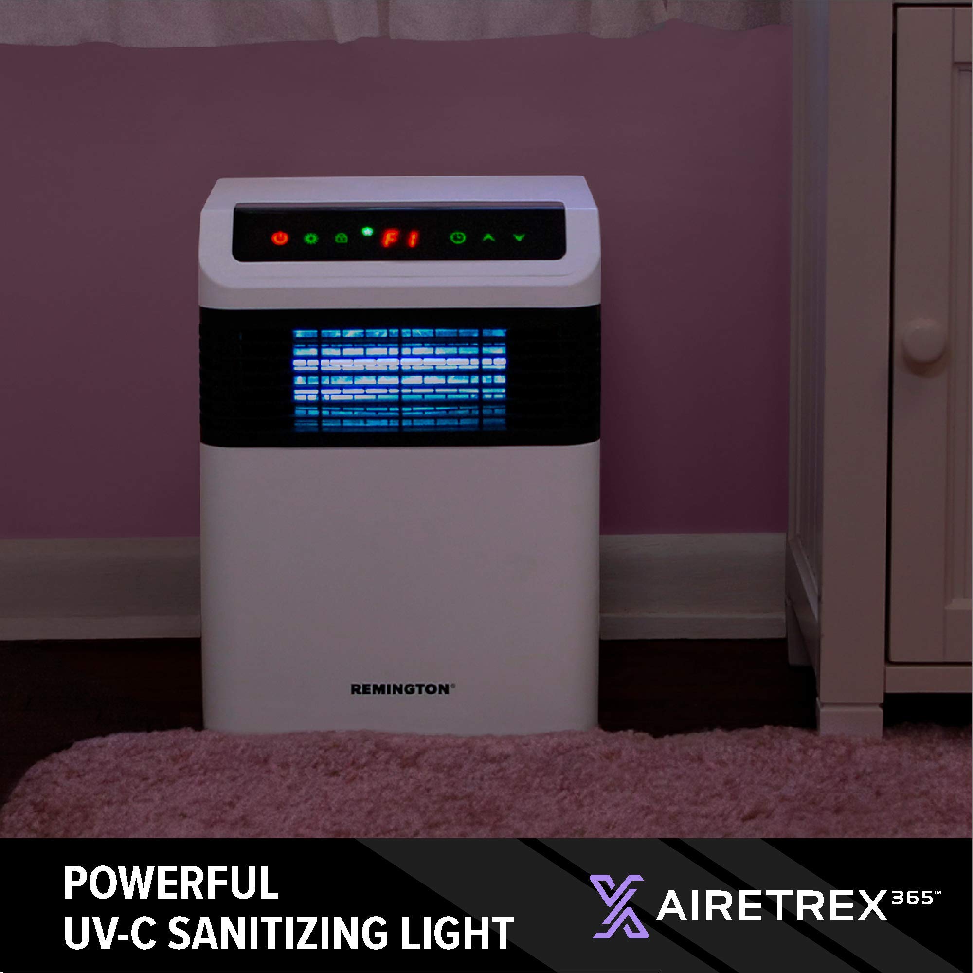 Airetrex 365 UV Air Purifier Sanitizer for Home, Office & Dorm - Kills 99.9% of Viruses & Bacteria - Portable Germicidal UV Light Cleaner (REM-7365UV-120) | Ideal for Bedrooms, Kitchens & Small Spaces