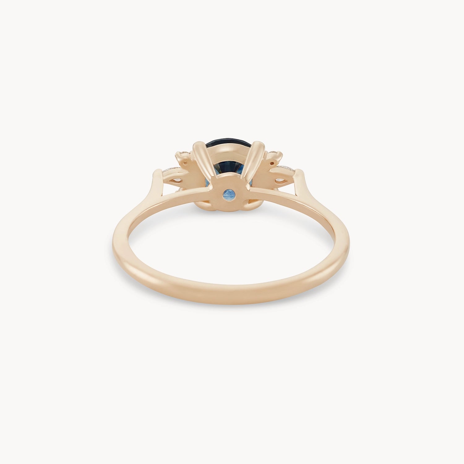 14K Yellow Gold Round Blue Sapphire Ring - Unique Midnight Blue Moon Design | Perfect for Engagement, Wedding & Special Occasions