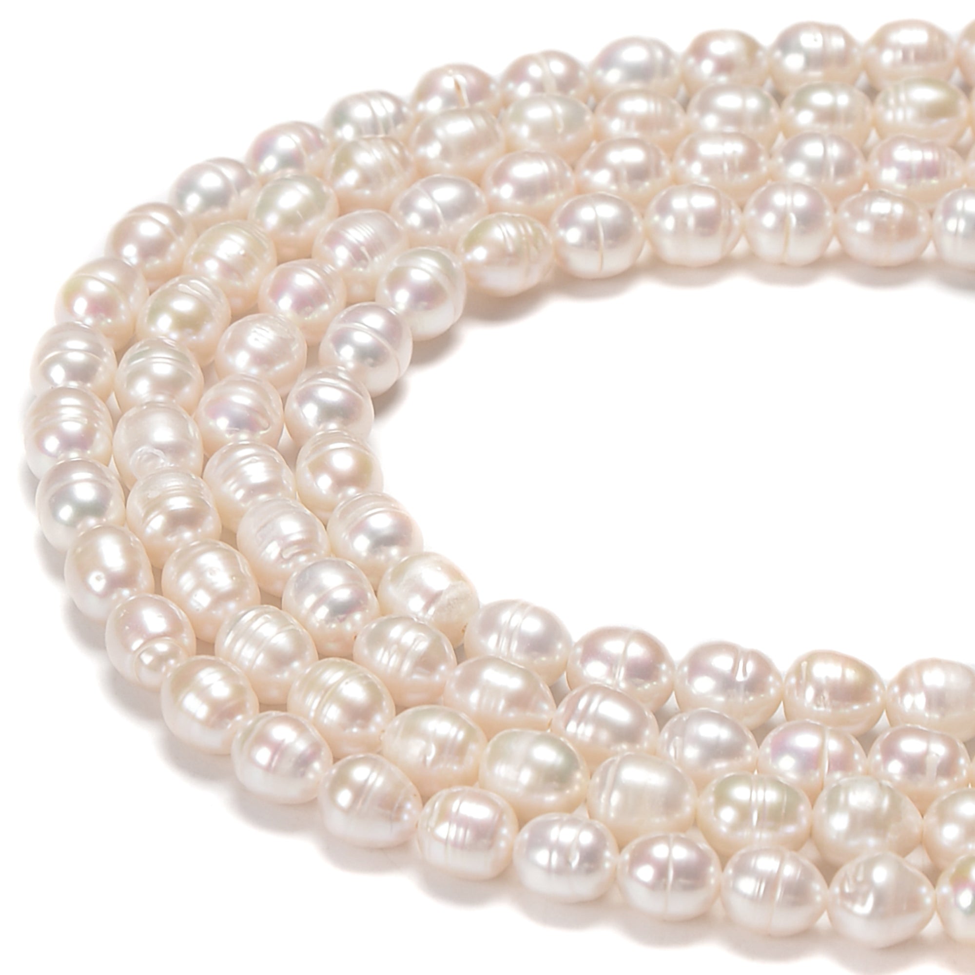 Freshwater Pearl Rice-Shaped Beads - 7x9mm & 9x11mm Sizes - 15.5 Inch Strand for Jewelry Making, DIY Crafts, Necklaces & Bracelets