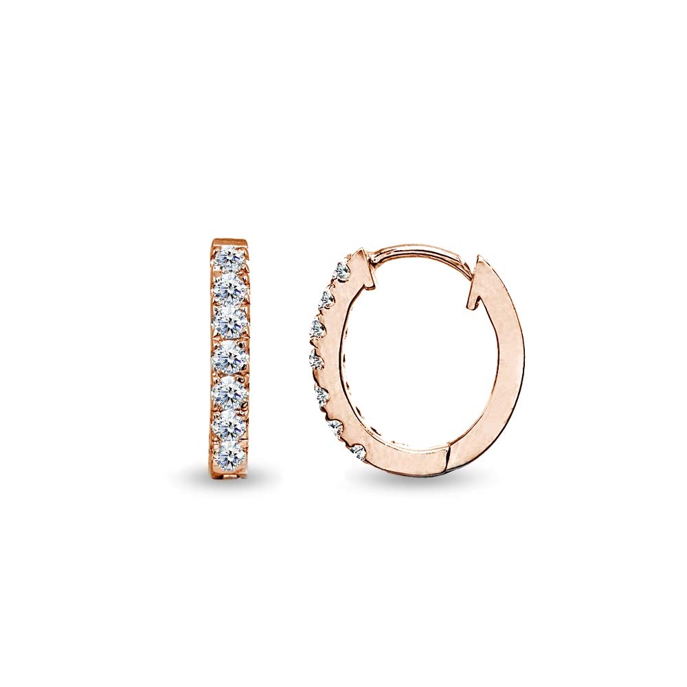 AAA Cubic Zirconia Sterling Silver 15mm Oval Huggie Hoop Earrings for Women & Girls - Perfect for Everyday Wear, Parties & Gifts