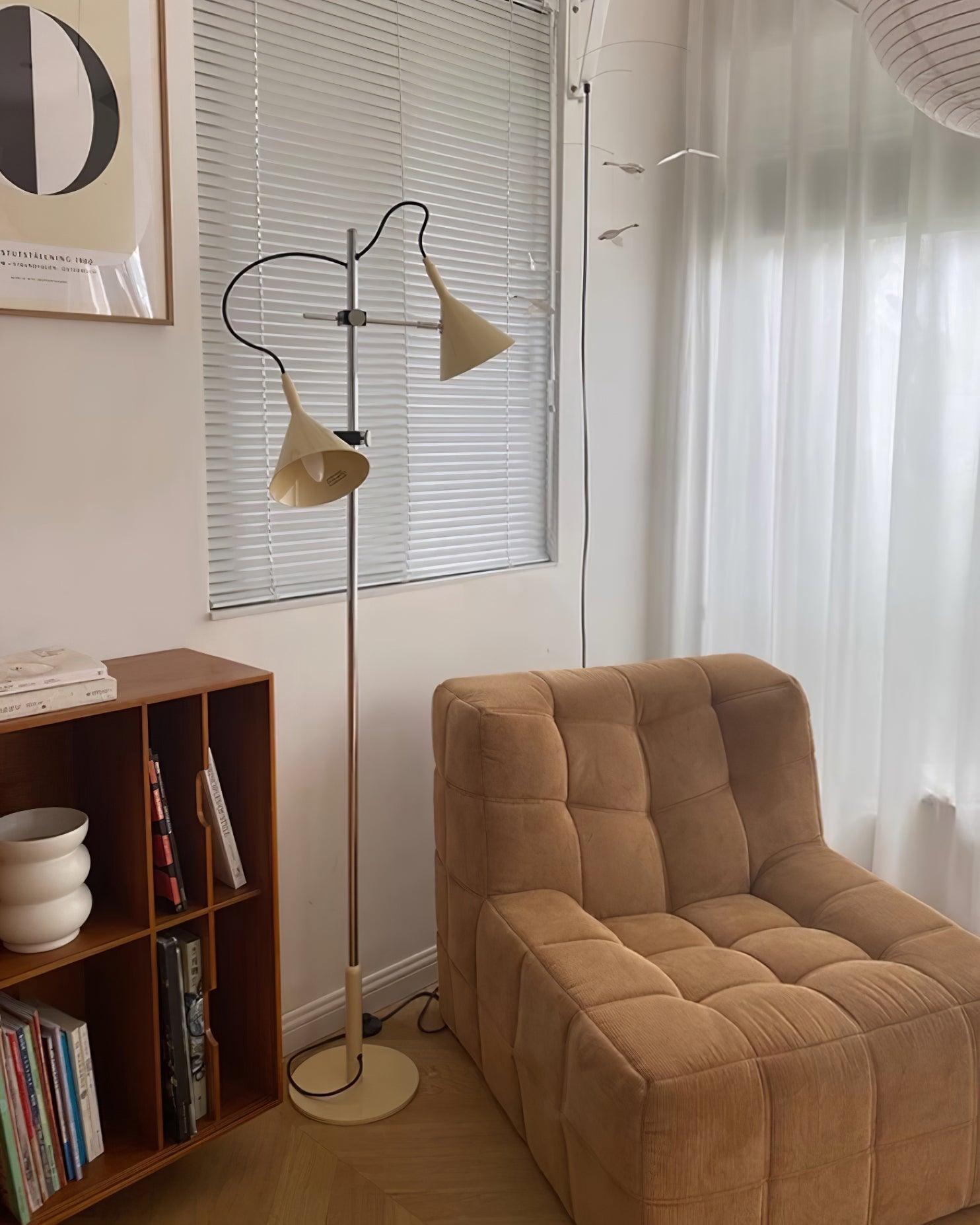 Modern Brass Floor Lamp - Adjustable Height & Dimmable Light for Living Room, Bedroom, or Office Decor