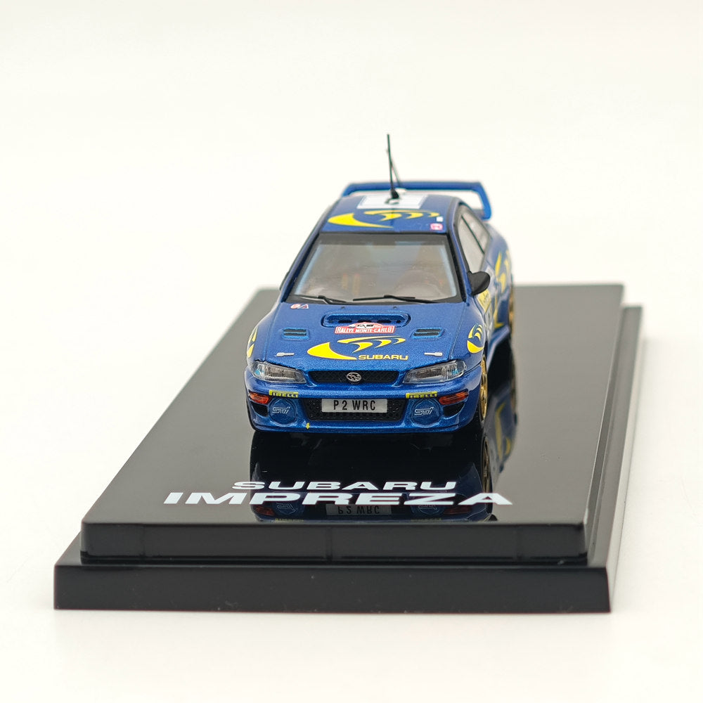 1/64 Scale Subaru Impreza WRC 1997 #3 Monte Carlo Blue Diecast Model Car - Collectible Hobby Japan Miniature for Racing Enthusiasts & Display Showcase