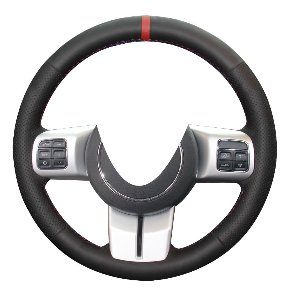 Premium DIY Stitching Steering Wheel Cover for Jeep Wrangler JK 2018 & Patriot SUV 2011-2017 | Genuine Microfiber Leather Grip | Easy Installation & Custom Fit | Perfect for Off-Roading & Daily Commute