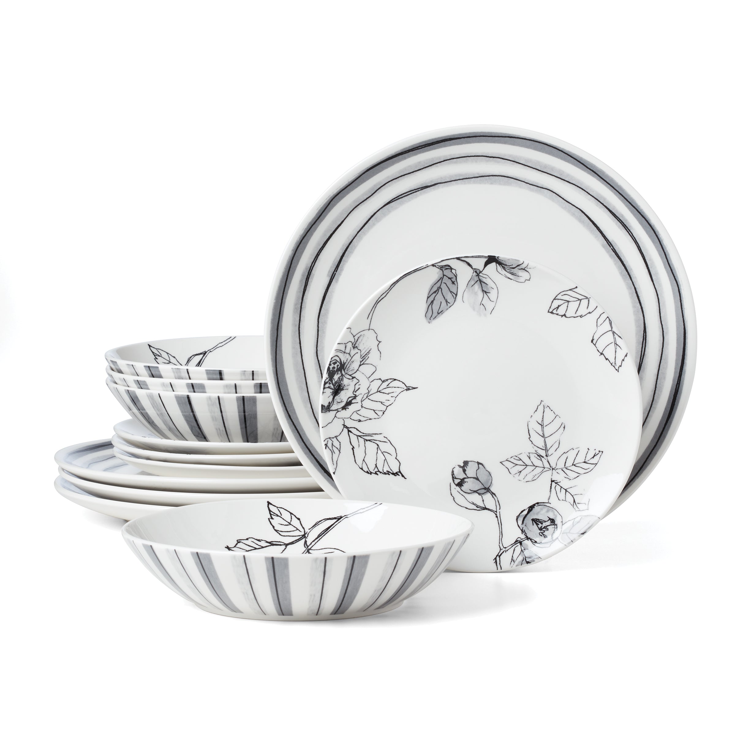 Premium 12-Piece Dinnerware Set - Porcelain Plates, Bowls & Mugs - Elegant Tableware for Everyday Meals & Dinner Parties - Perfect for Home, Restaurants & Gifting