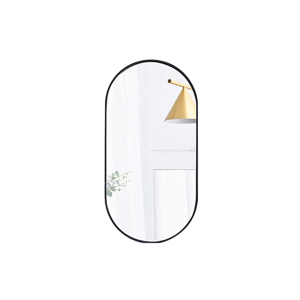 GAXQFEI Oval Decorative Wall Mirror with Metal Frame - Black 50x100cm for Bedroom, Bathroom, Vanity & Hotel Decor | Makeup Mirror, Porch Accent, Home Beauty Mirror