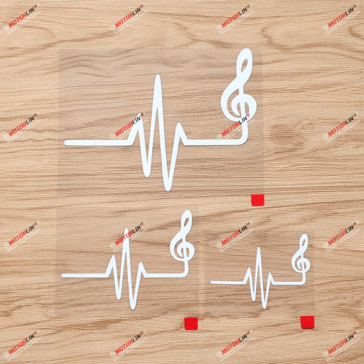 Treble Clef Heartbeat Music Note Vinyl Decal Stickers - 3 Pack (3