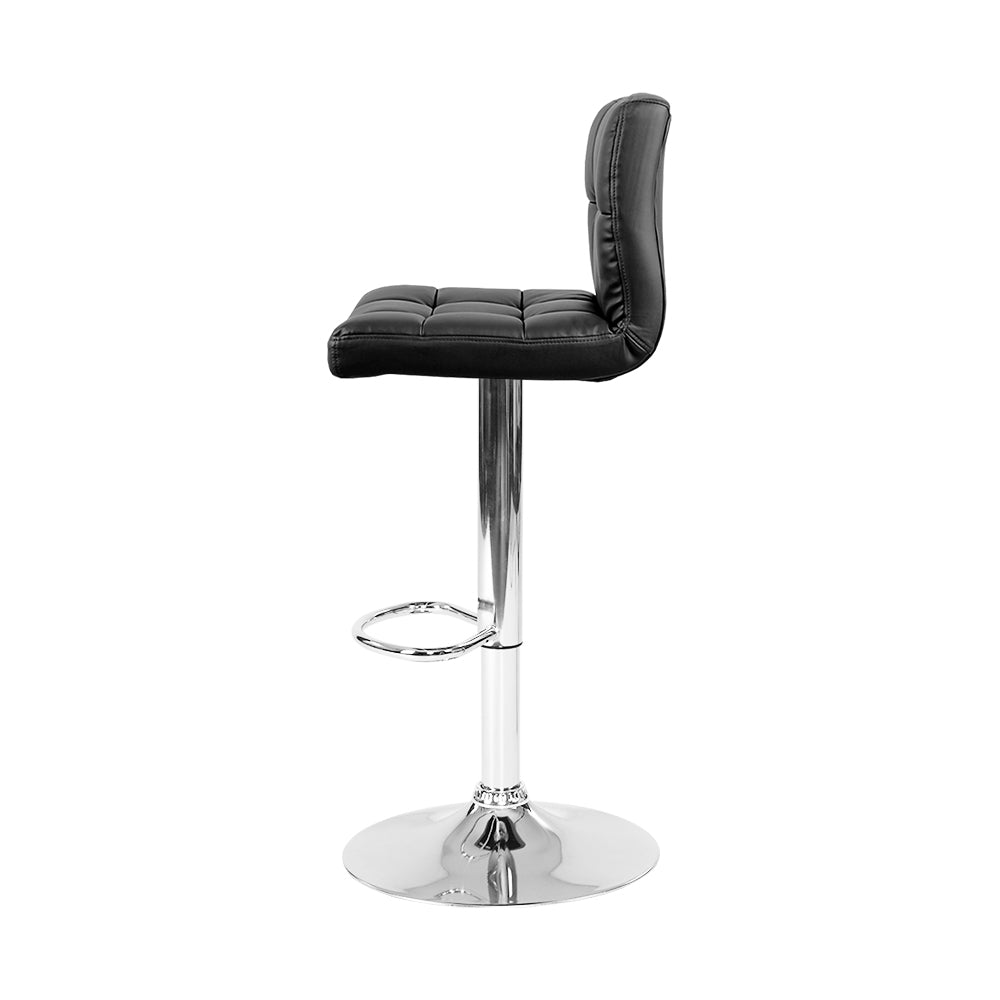 2 Black Leather Bar Stools with Gas Lift - Perfect for Kitchen Islands, Bars & Home Decor