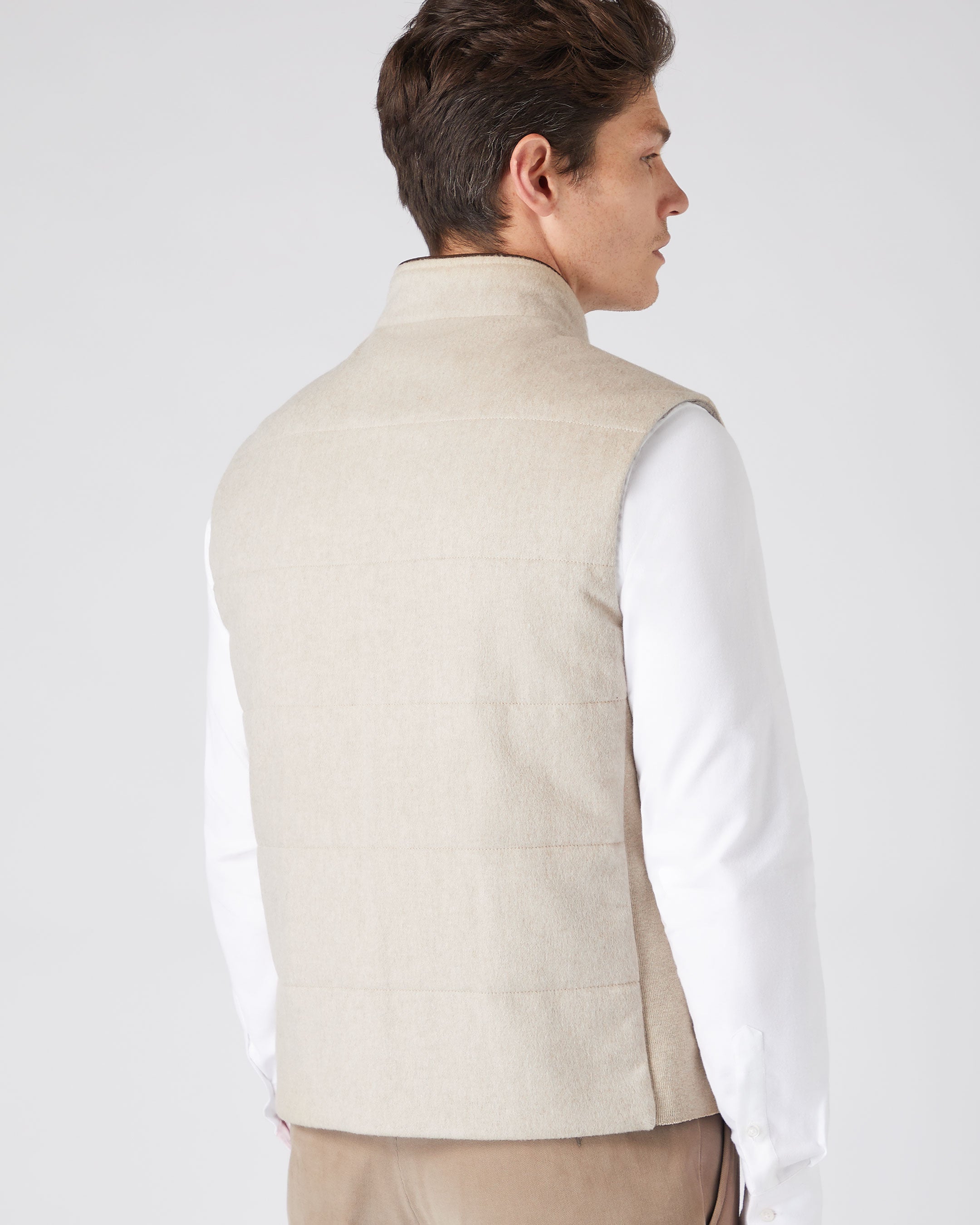 Men's Belgravia Cashmere Gilet Vest in Oatmeal Brown - Premium Knitwear for Business Casual & Winter Layering