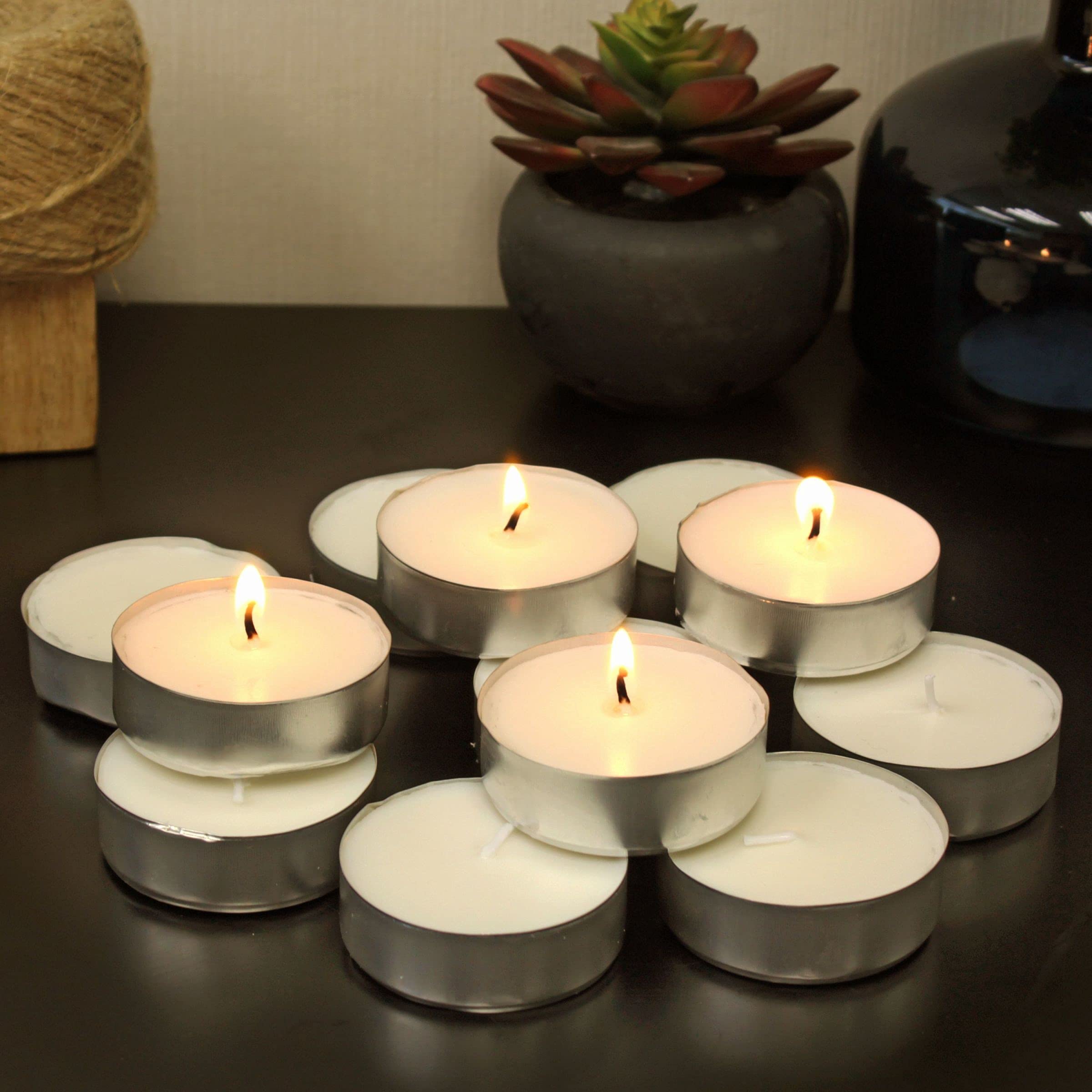 Stonebriar 20-Pack Unscented Large Tea Light Candles - 9 Hour Long Burn Time for Weddings, Parties, Home Decor & Relaxation