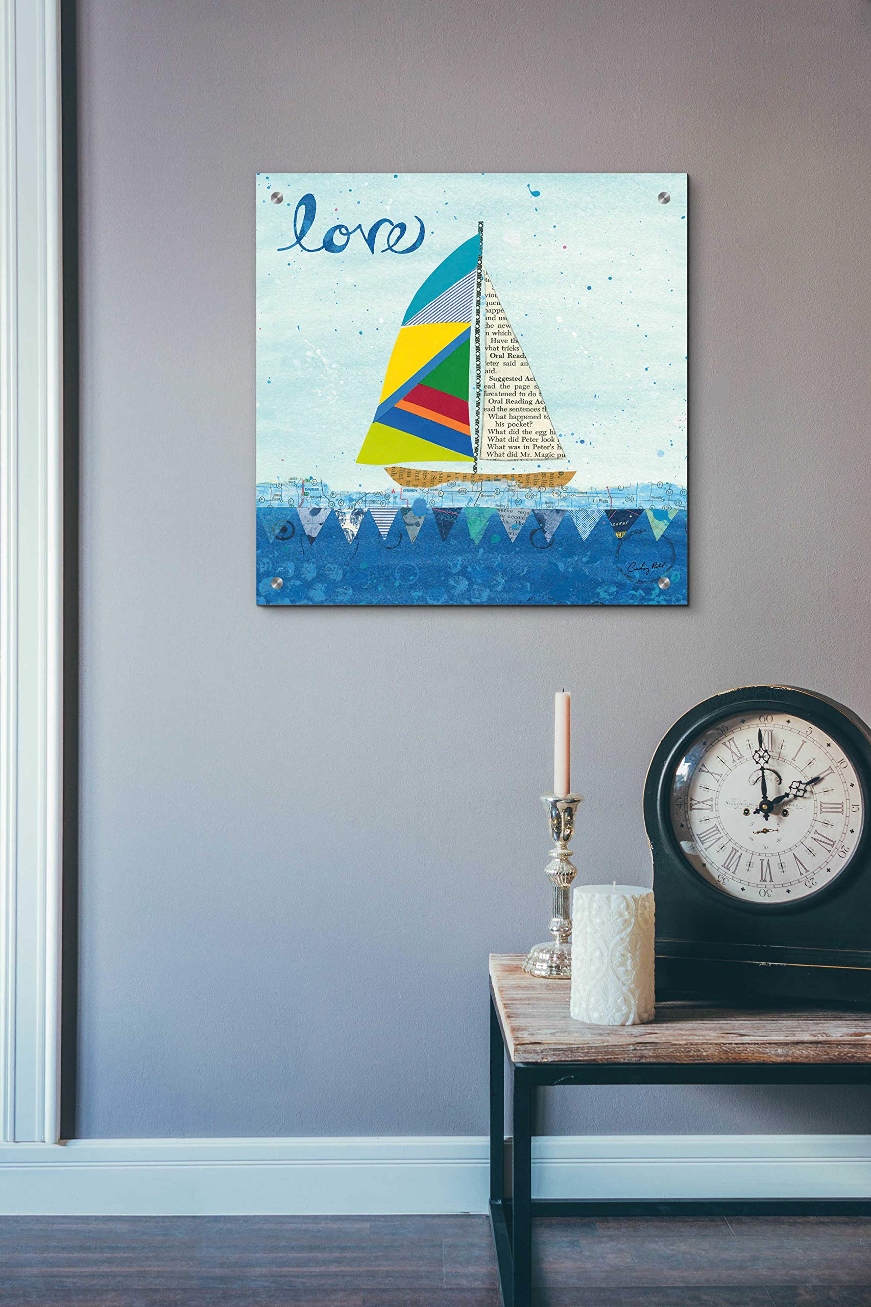 Epic Art 'Rainbow Spinnakers I' by Courtney Prahl - 24x24 Inch Vibrant Acrylic Glass Wall Decor - Modern Abstract Painting for Living Room, Bedroom & Office
