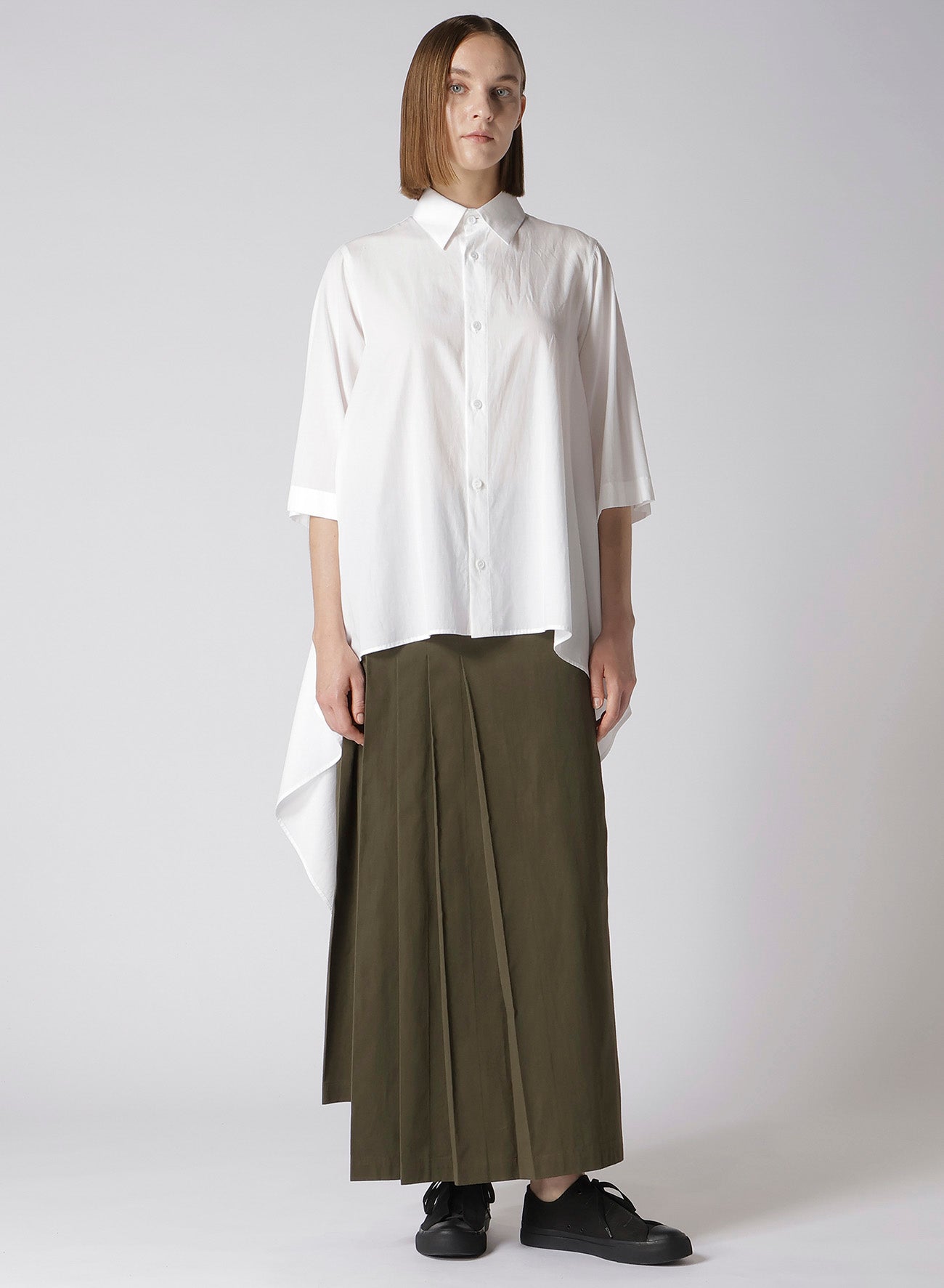 Cotton Twill Wrap Skirt with Pleated Design - Women's Fashion Skirt for Casual, Office & Party Wear