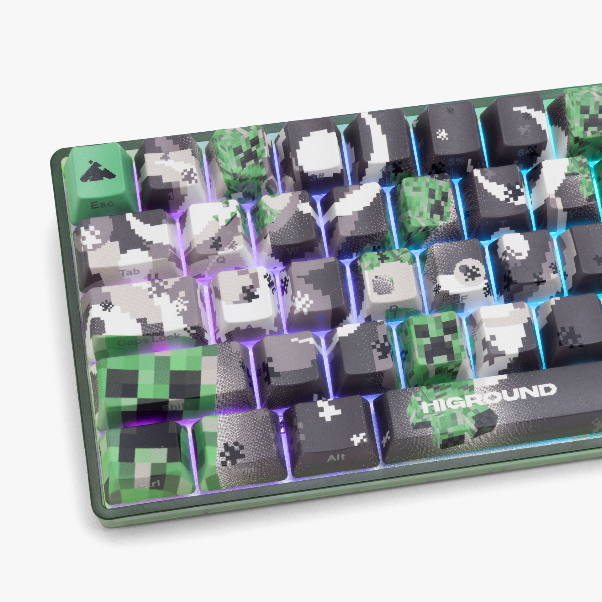 HG x Minecraft Basecamp 65HE Mechanical Gaming Keyboard - Creeper Themed RGB Backlit - Perfect for Gaming & Typing