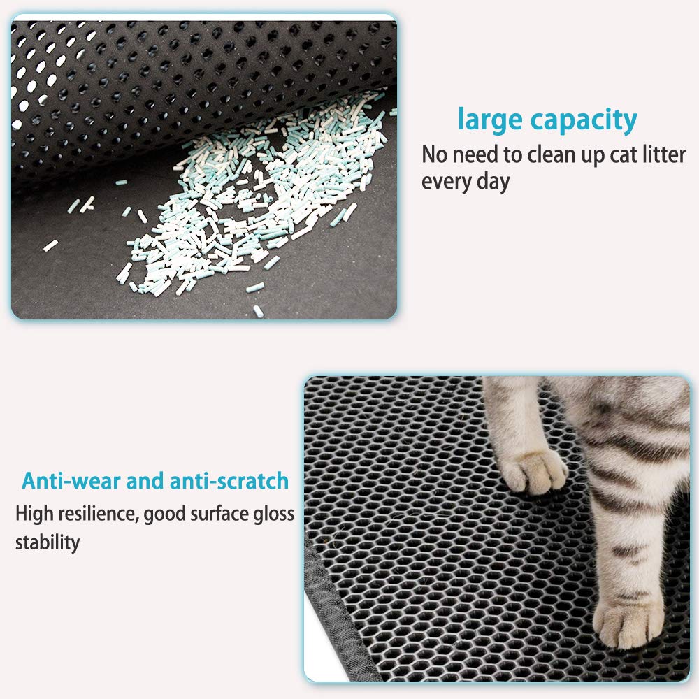 Small Cat Litter Box Mat - Non-Slip Plastic Kitty Litter Trapping Mat for Floors (15x24 Inches, Grey) | Easy to Clean & Durable | Perfect for Small Spaces & Multi-Cat Homes