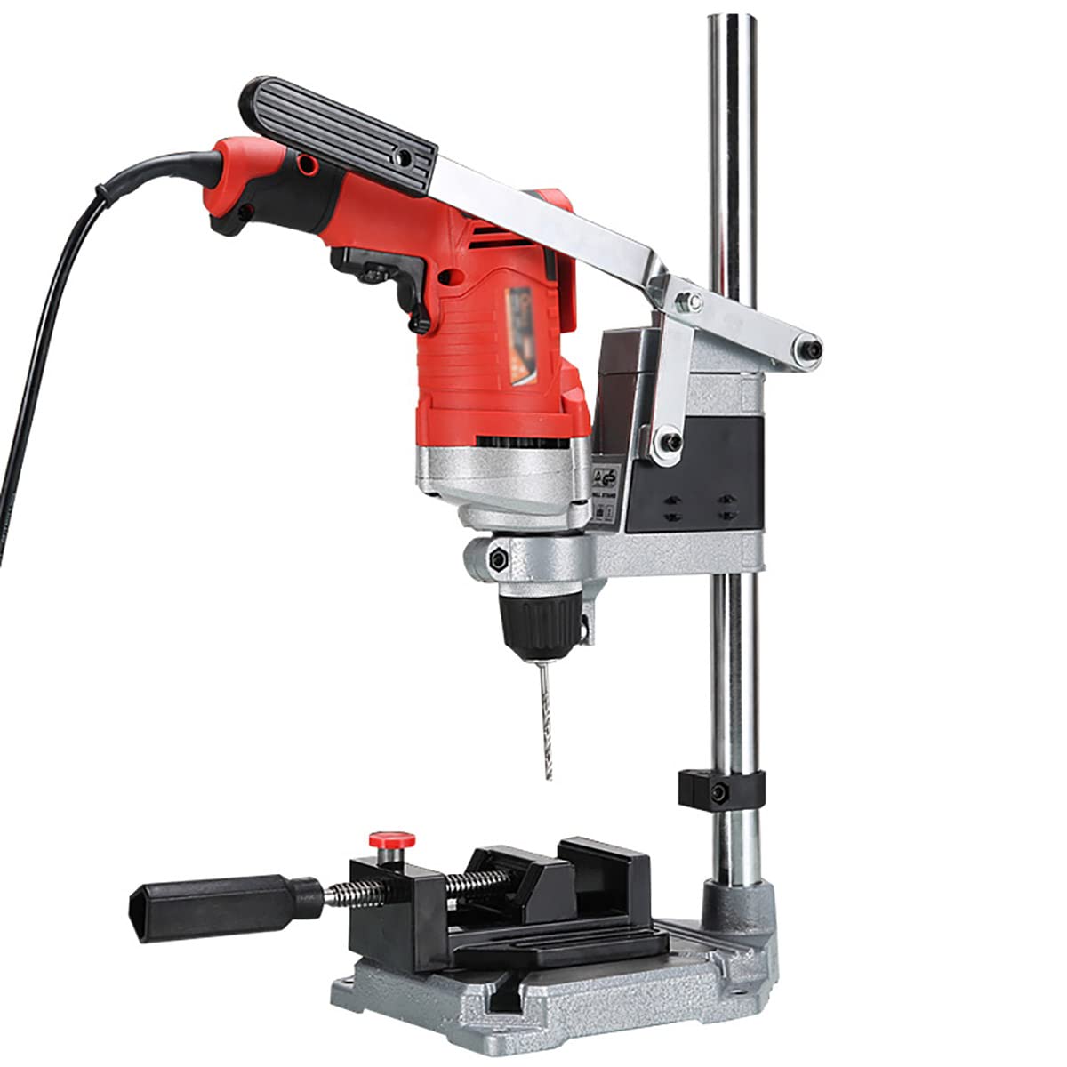 Universal Aluminum Drill Stand for Cordless Drills - 43mm Chuck Diameter, Adjustable Benchtop Drill Press with Non-Slip Rubber Clamp | Perfect for Woodworking, Metal Drilling & DIY Home Projects