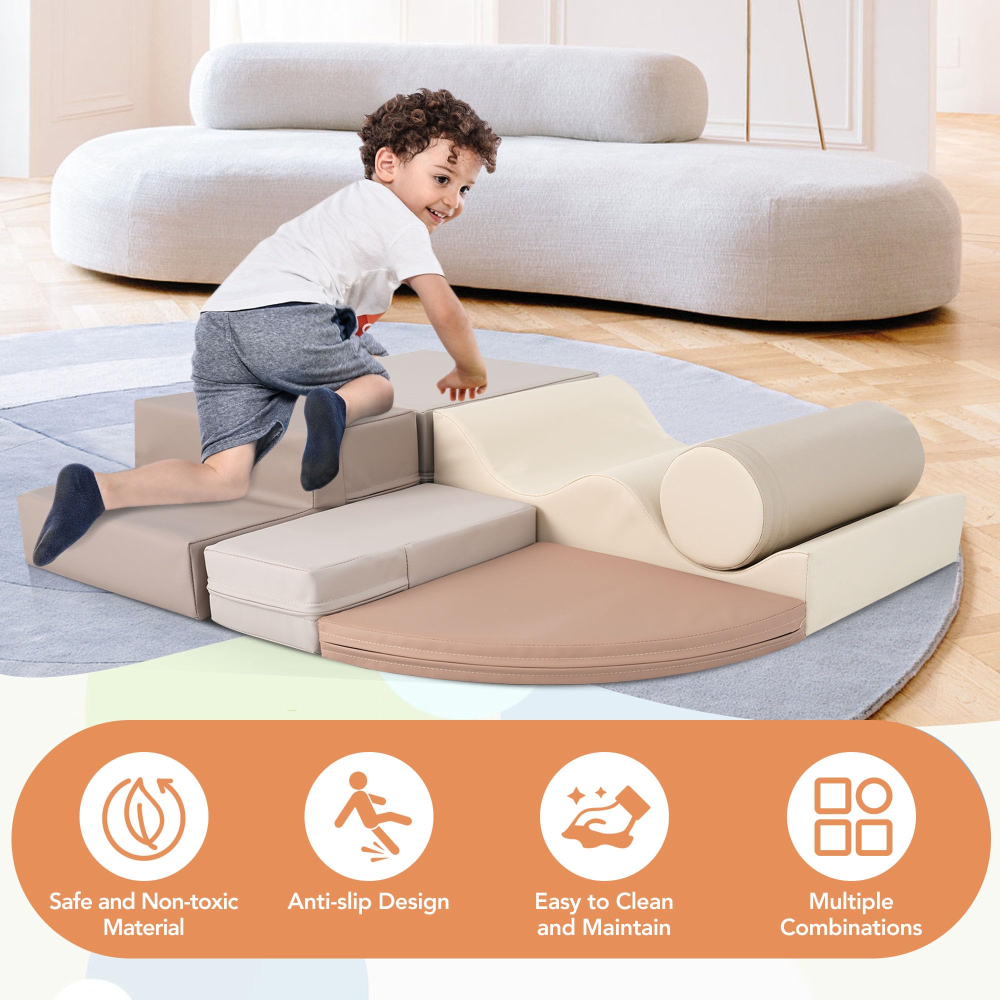 Merax 6-in-1 Climb and Crawl Foam Playset - Soft Zone Climbing Playground for Toddler Development | Kids Indoor Active Play Equipment Structure with Colorful Design | Perfect for Home Playrooms, Daycare Centers & Preschools