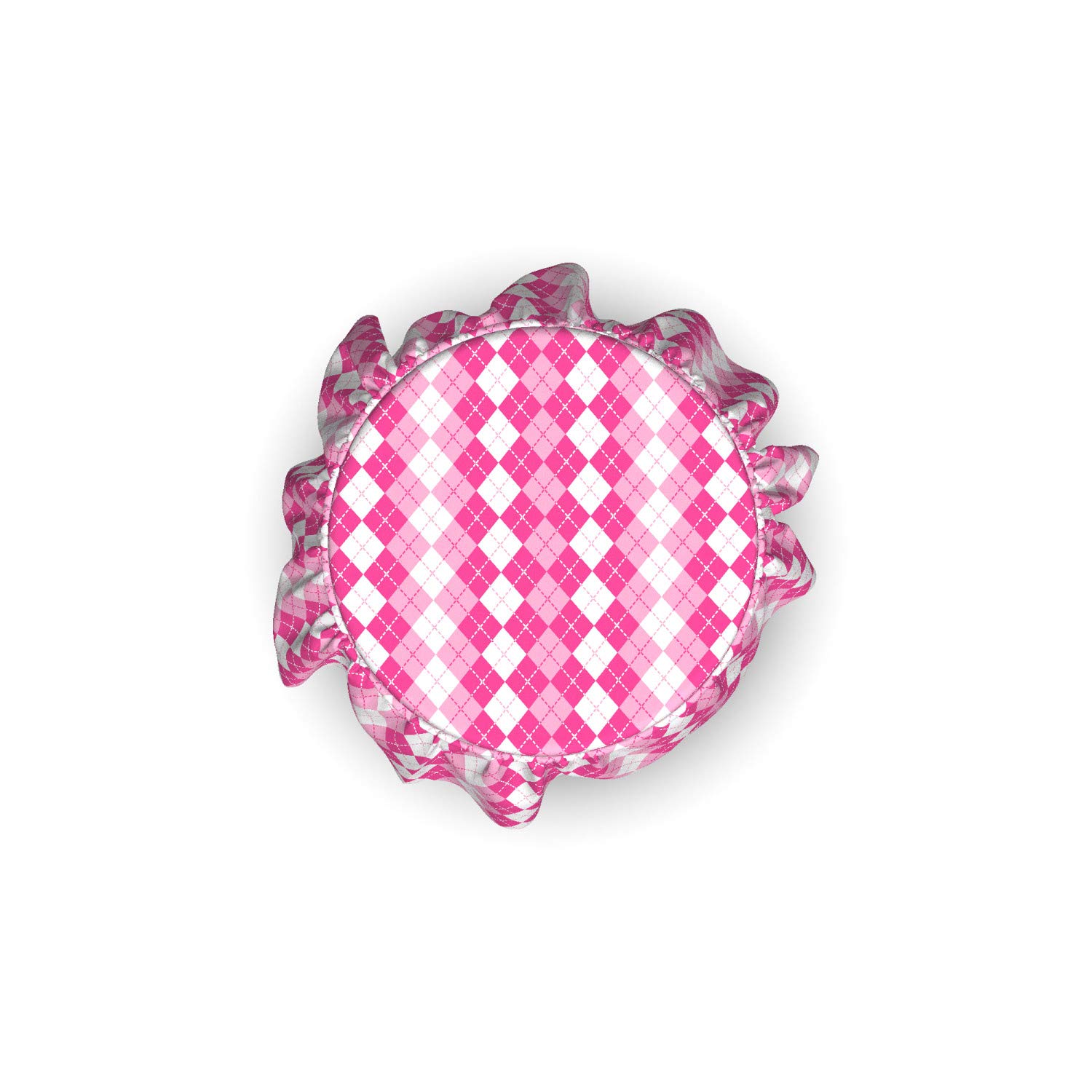 Ambesonne Pink and White Ottoman Cover Set - 2 Piece Traditional Argyle Slipcover with Ruffle Skirt for Square/Round Footstools - Standard Size Pale Pink & White Home Decor - Perfect for Living Room, Bedroom or Nursery Accent
