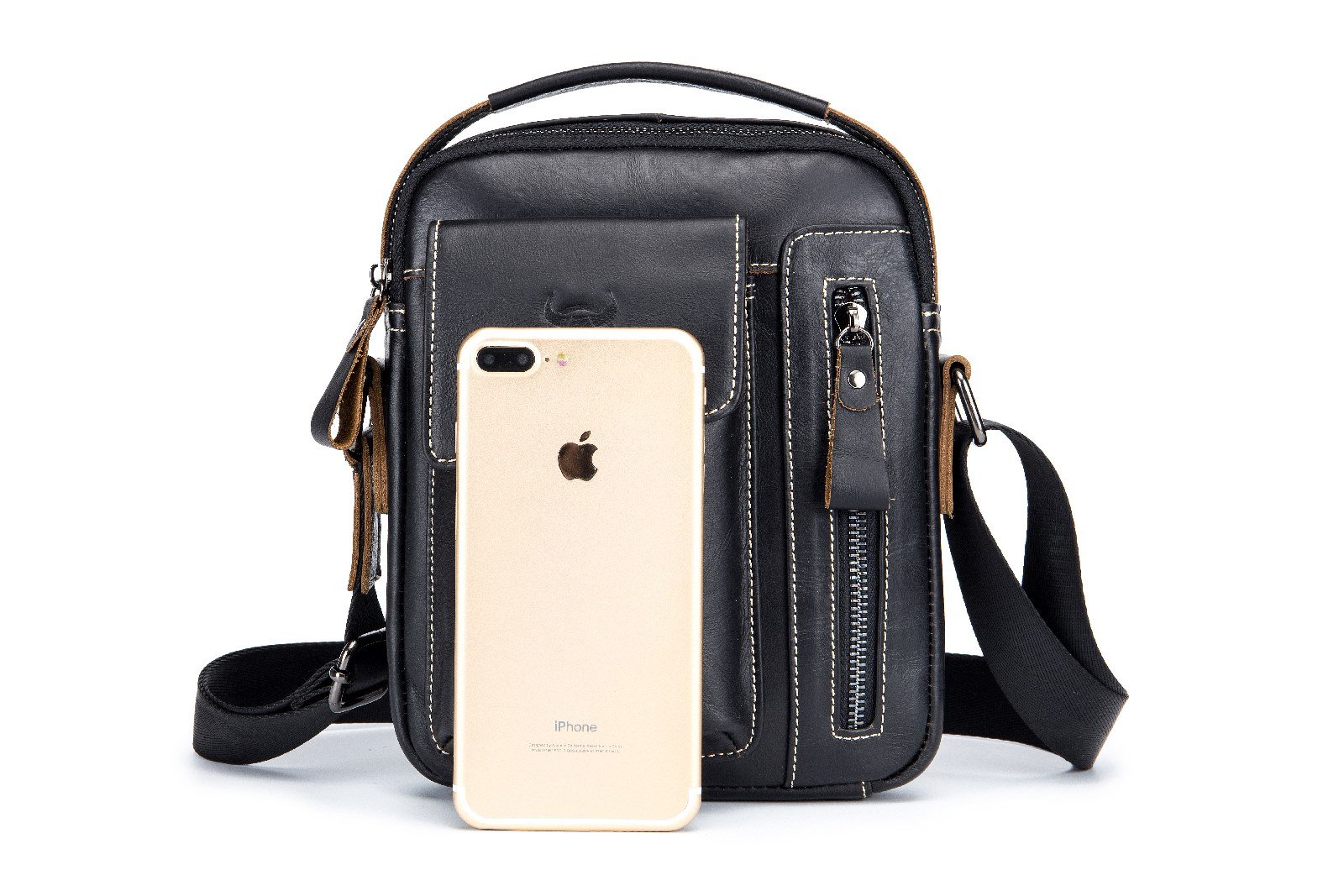 Genuine Leather Men's Small Shoulder Bag - Retro Lightweight Crossbody Satchel for Business, Casual, Sport, Hiking & Travel - Perfect for Everyday Use, Commuting and Outdoor Adventures