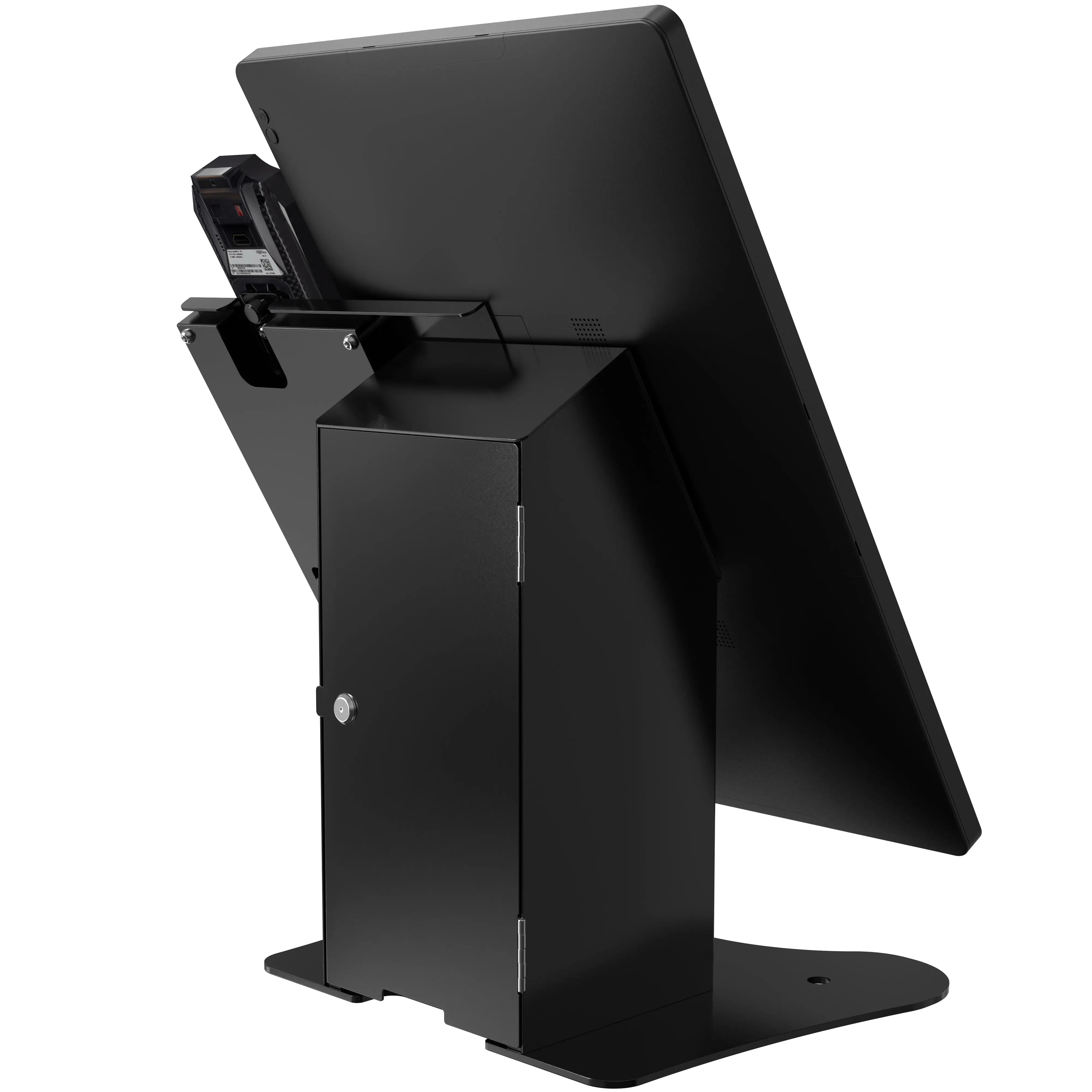VESA Compatible Desk Mount with Printer Shelf Compartment - Adjustable Monitor Stand for Home & Office Workspace, Ergonomic Computer Monitor Arm for Dual Screen Setup