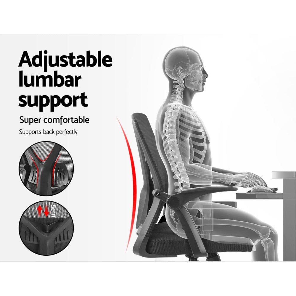Ergonomic Mesh Office Chair with Mid Back Support - Black - Perfect for Home Office, Gaming & Workspace Comfort