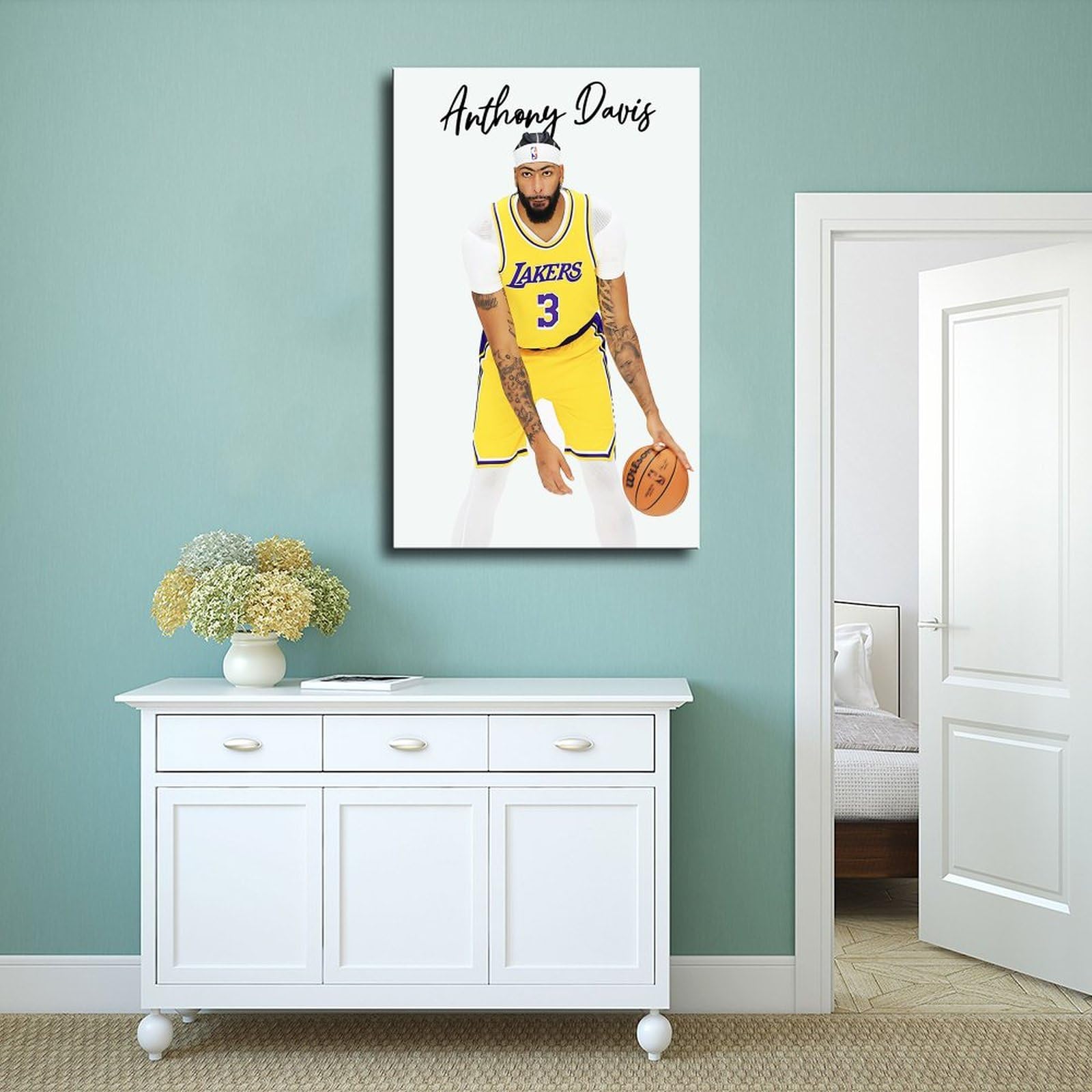 BAVIEN Anthony Davis Basketball Poster - 24x36 Inch (60x90cm) Canvas Wall Art for Sports Fans - Perfect for Bedroom, Office & Man Cave Decor - Great Gift for NBA Lovers & Basketball Enthusiasts