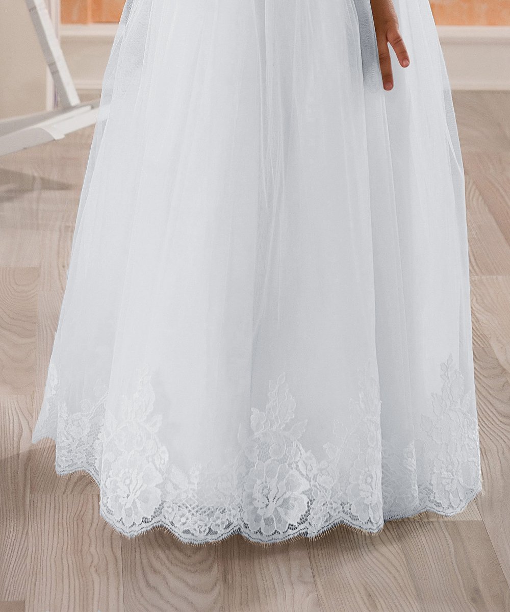 Lace Embellished A-Line Sleeveless Girls Wedding Party Dresses - Elegant Flower Girl Dress for Bridal, Baptism, First Communion & Special Occasions