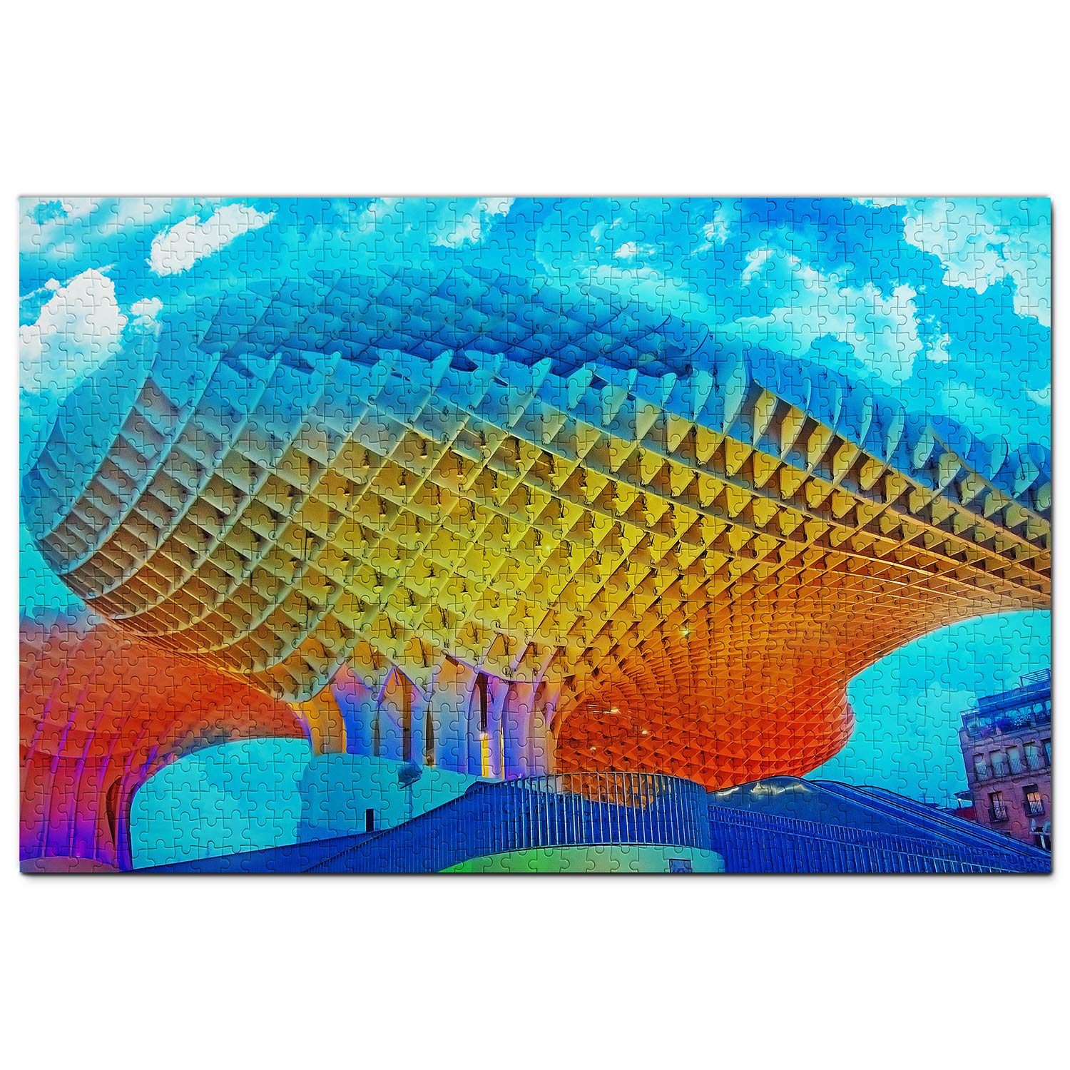 1000 Piece Spain Metropol Parasol Seville Jigsaw Puzzle - Wooden Travel Souvenir & Home Decor for Adults, Family Game Night & Educational Activity