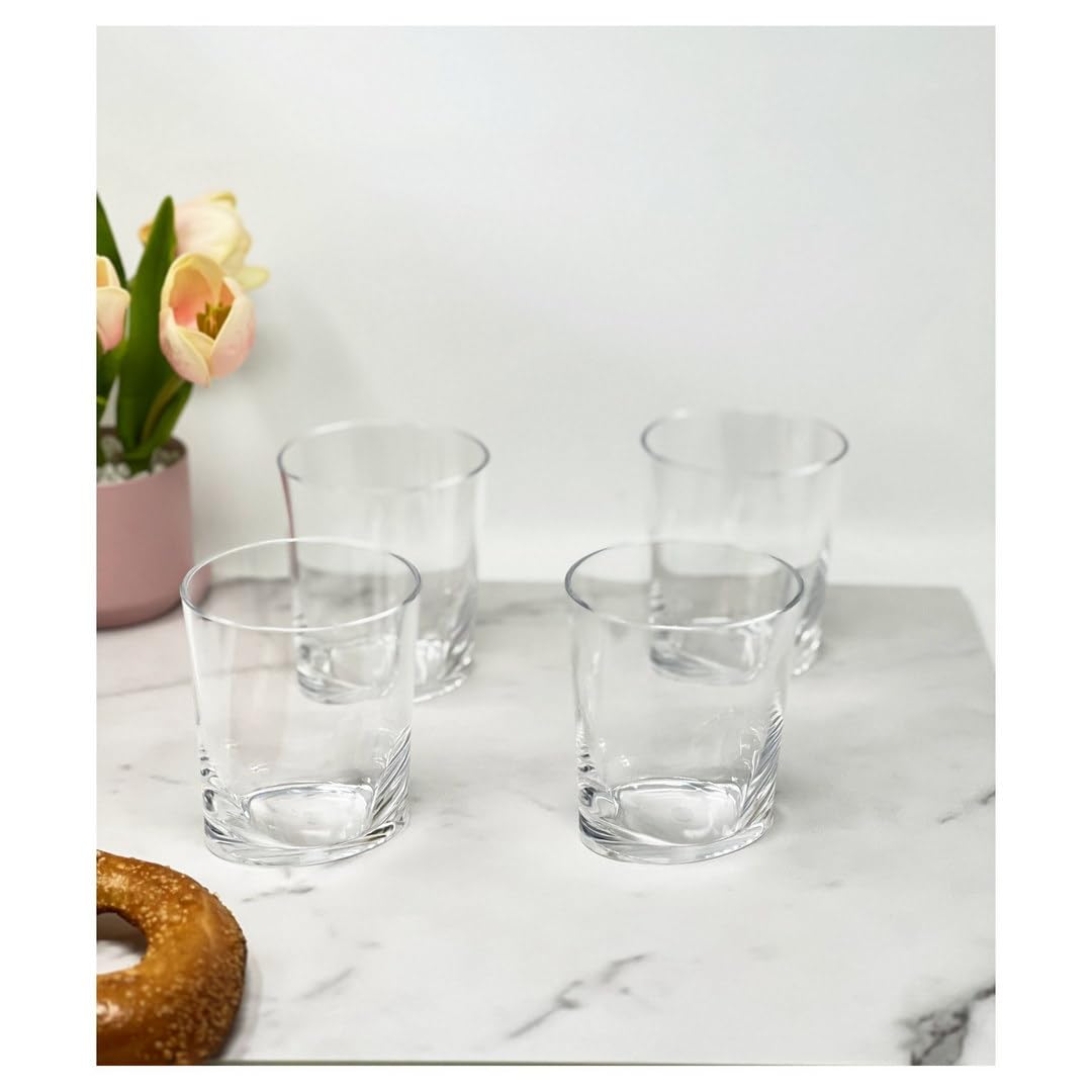 LeadingWare 12oz Oval Halo Acrylic Drinking Glasses Set of 4 - BPA Free Plastic Cocktail Tumblers for Juice, Iced Coffee & Party Beverages - Durable Unbreakable Drinkware for Home, Bar & Outdoor Use