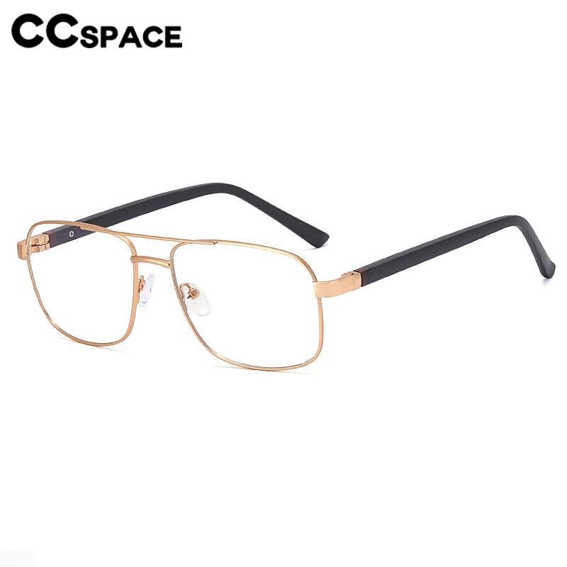 CCspace Men's Full Rim Square Double Bridge Alloy Eyeglasses 56626 - Stylish & Durable Metal Frame Glasses for Work, Reading & Everyday Wear
