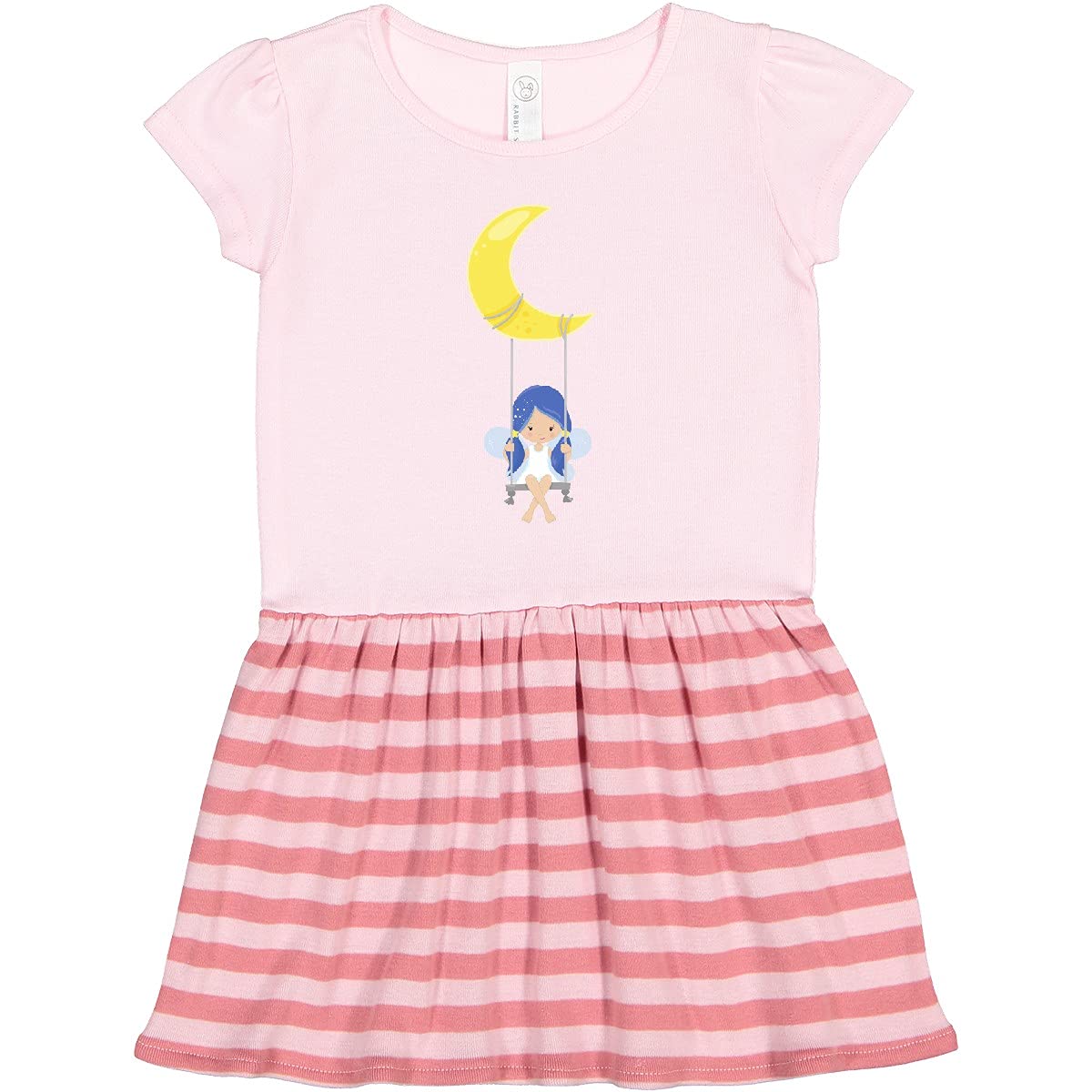 Inktastic Stardust Fairy Toddler Dress - Cute Fairy on a Swing with Moon Design | Perfect for Birthday Parties, Photo Shoots & Special Occasions