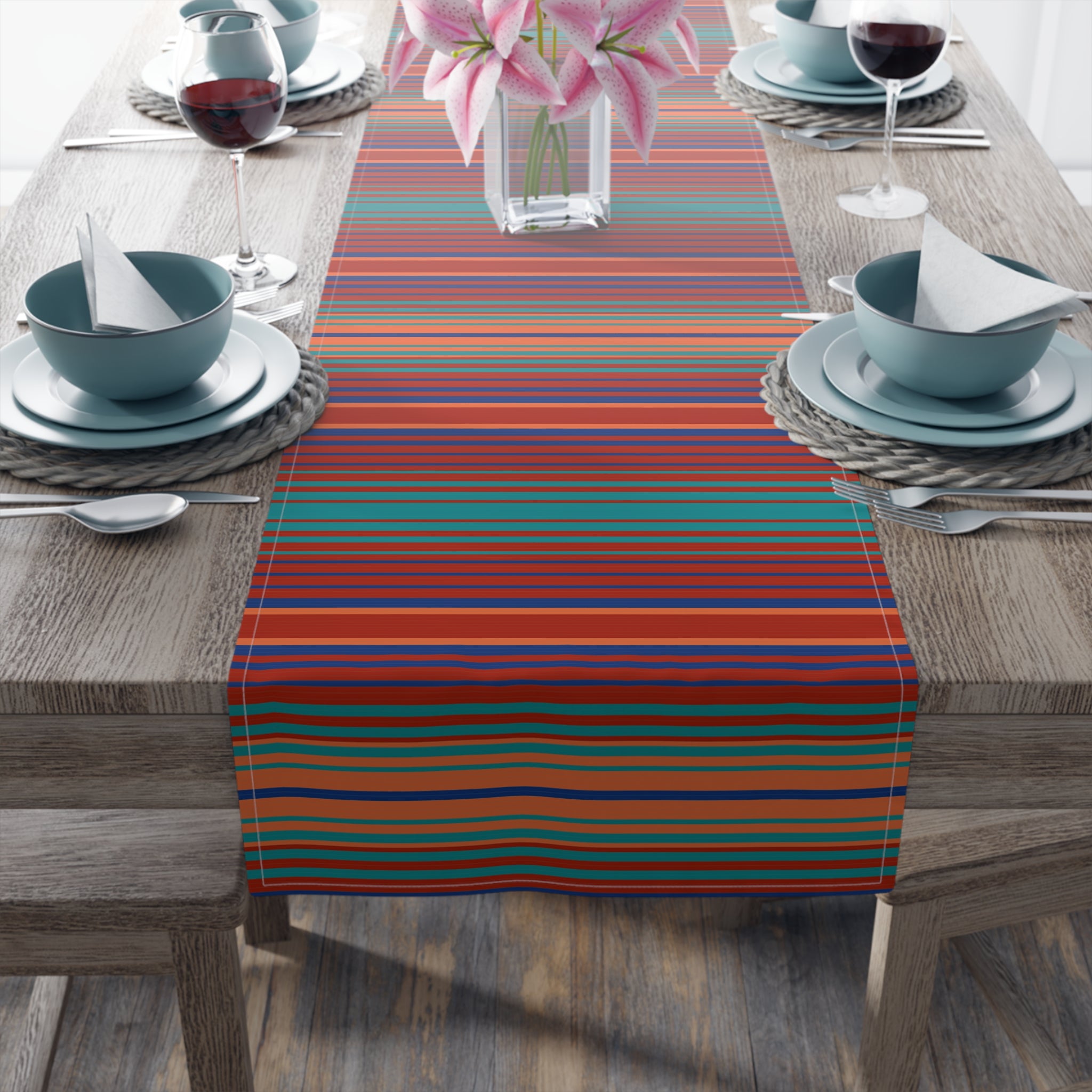 Lakeshore Ridge Striped Table Runner for Dining Table - 2 Sizes (12x72 & 18x90 Inches) - Elegant Table Decor for Weddings, Parties & Holiday Dining