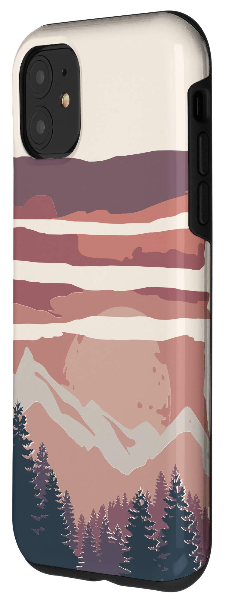 Premium iPhone 11 Case with Vintage Landscape Design - Mountain Trees Sunset Art - Durable Protective Cover for Everyday Use, Travel & Outdoor Adventures
