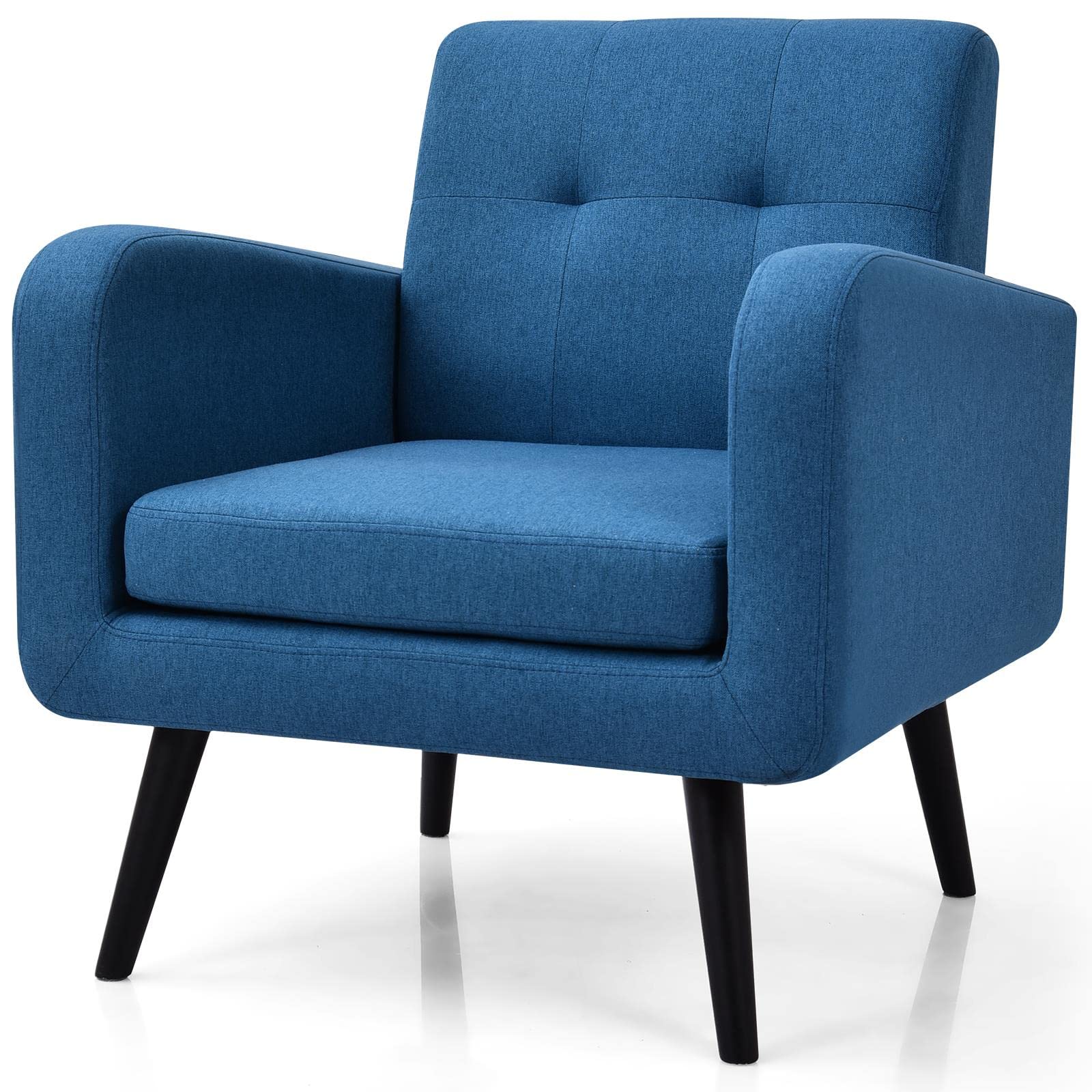 Blue Mikalo Single Sofa with Wood Legs - Convertible Sofa Bed for Living Room, Fold Out Couch Bed | Perfect for Small Spaces, Guest Rooms & Studio Apartments