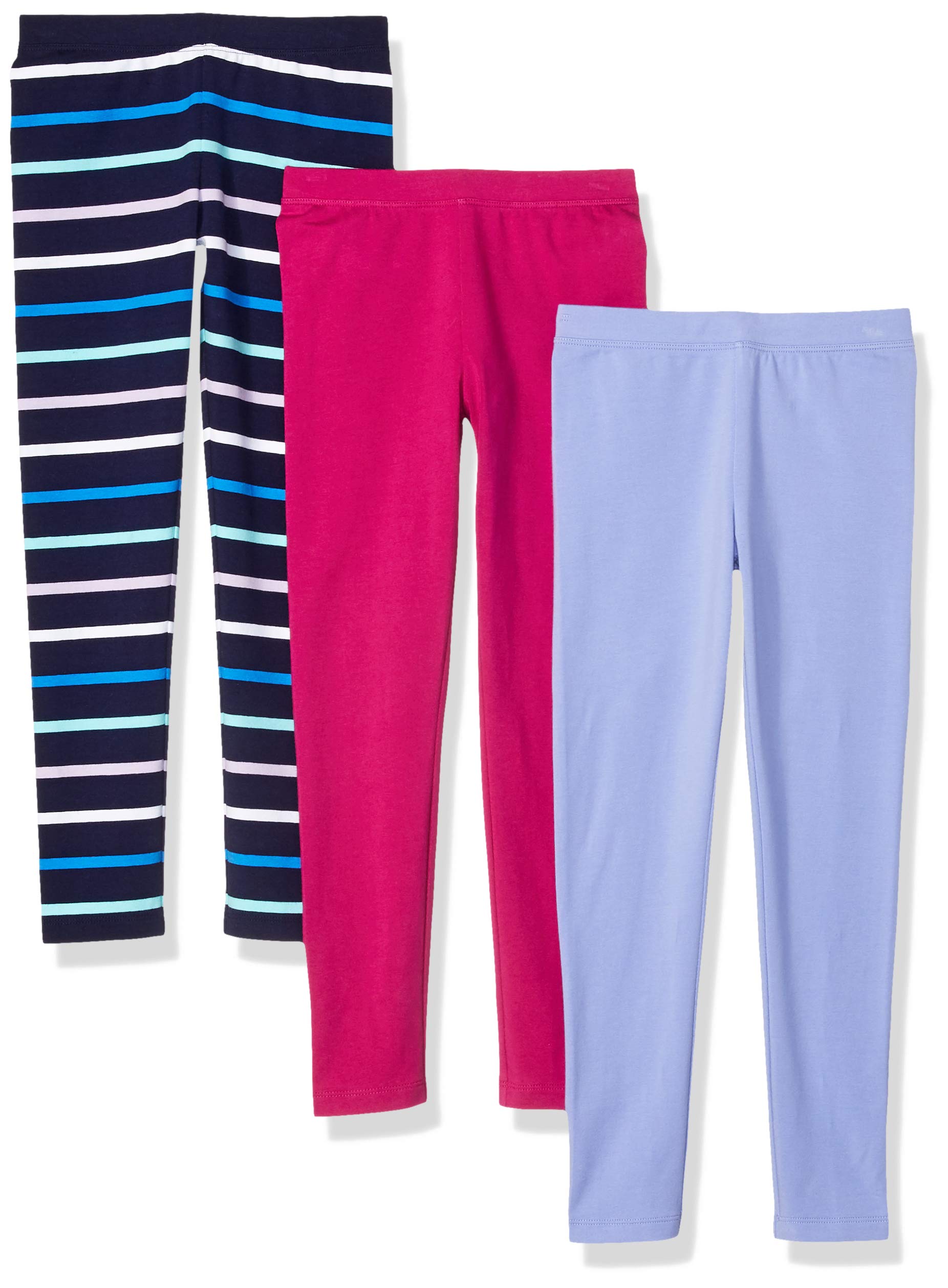 Amazon Essentials Girls and Toddlers' Leggings 3-Pack - Soft Stretchy Cotton Blend Leggings for Kids - Perfect for Playtime, School & Everyday Wear