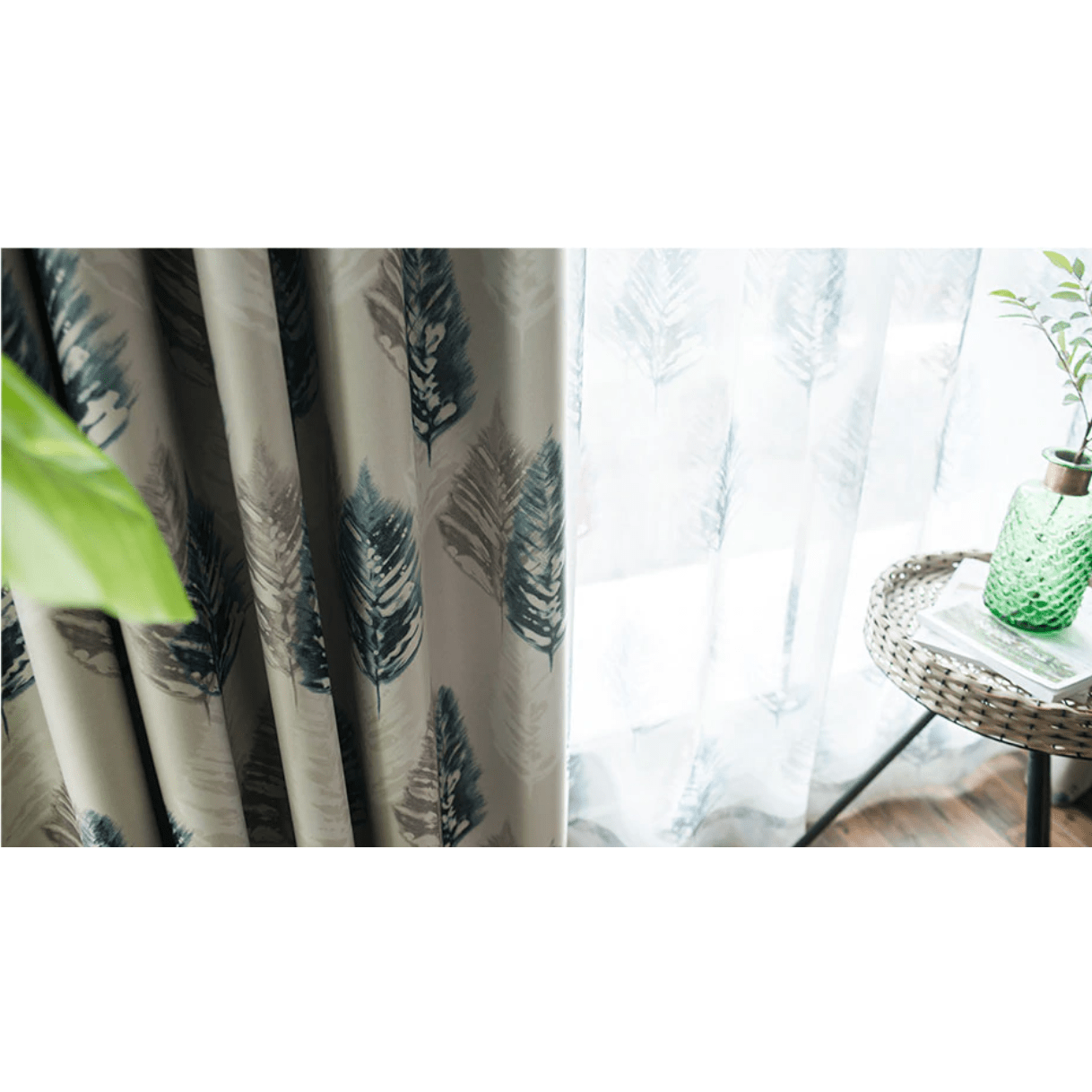 Jason Abstract Leaves Print Blackout Curtains for Bedroom - Thermal Insulated Room Darkening Drapes for Better Sleep & Privacy