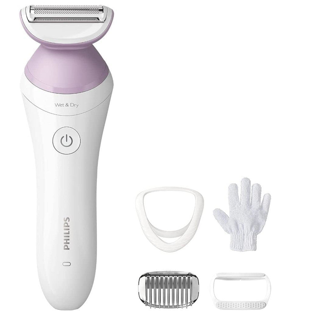 PHILIPS BRL136/00 Women's Electric Shaver - Cordless Wet & Dry Lady Shaver with 4 Attachments for Bikini, Legs & Underarms | Smooth Shaving at Home or Travel | Series 6000 Rechargeable Trimmer