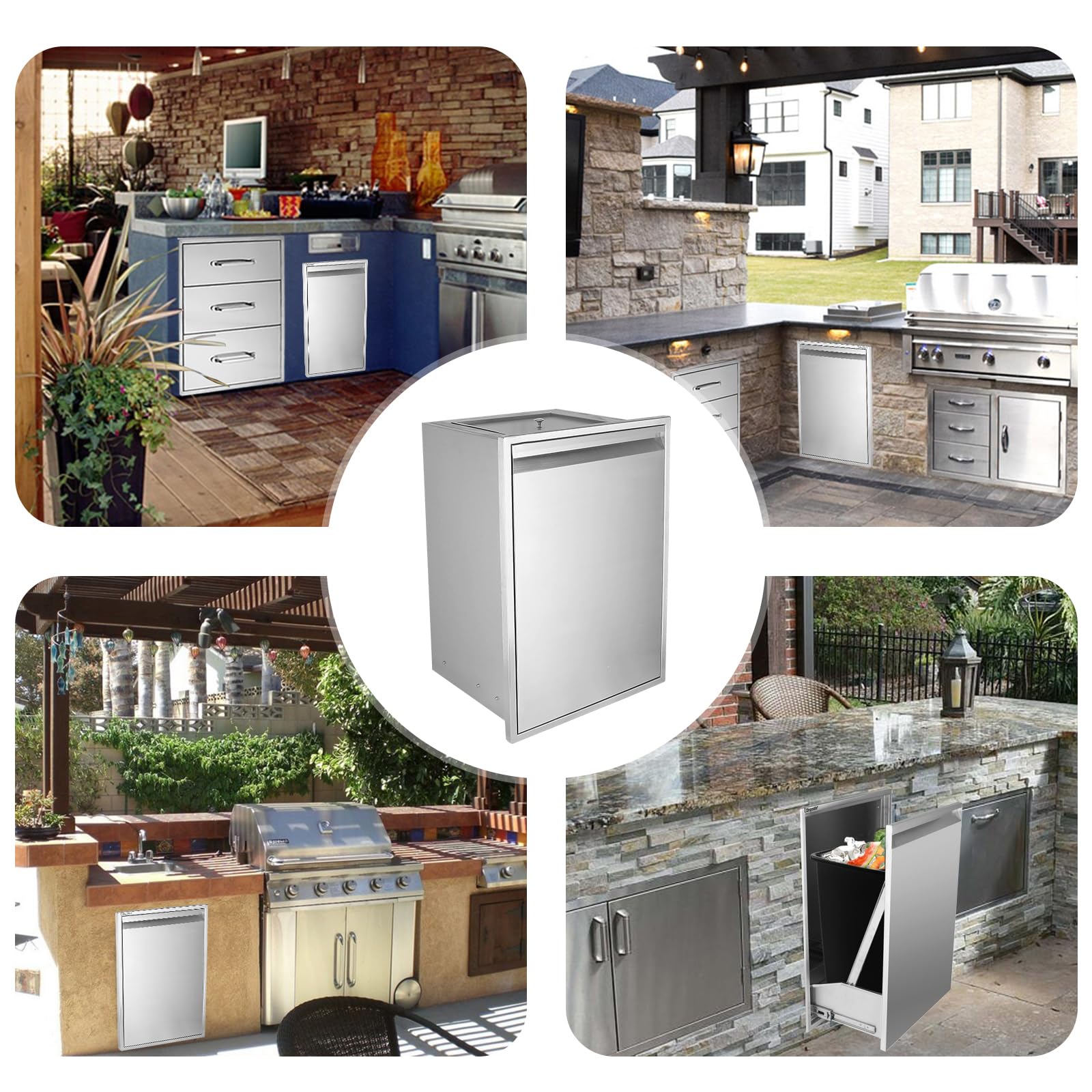 Stainless Steel Pull-Out Trash Drawer - 19