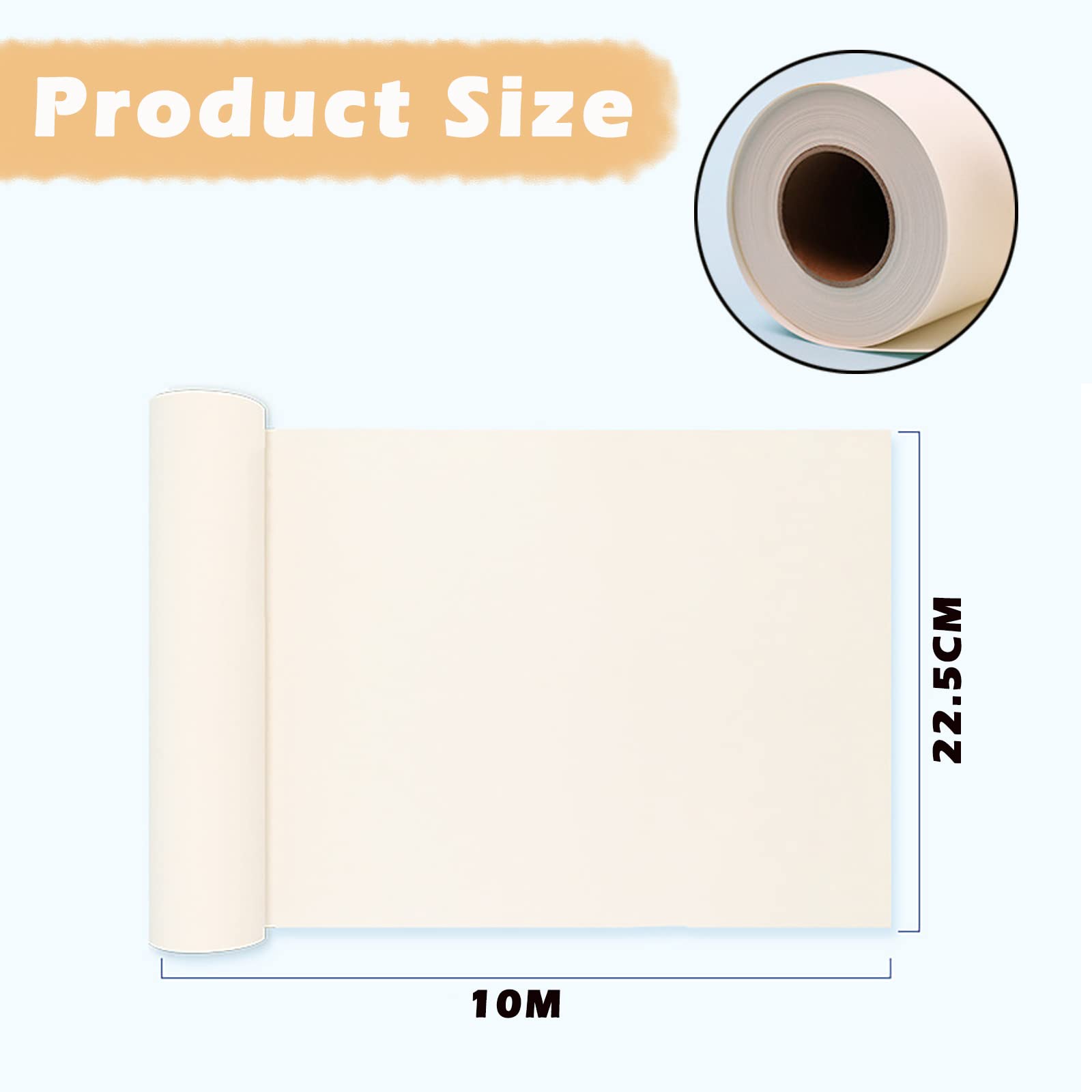 PALUDO White Drawing Paper Roll - 22.5 cm x 10 m, 85 g/m² Sketch Paper for Kids Artists | Perfect for Easel Painting, Classroom Projects, Home Crafting & DIY Art Activities