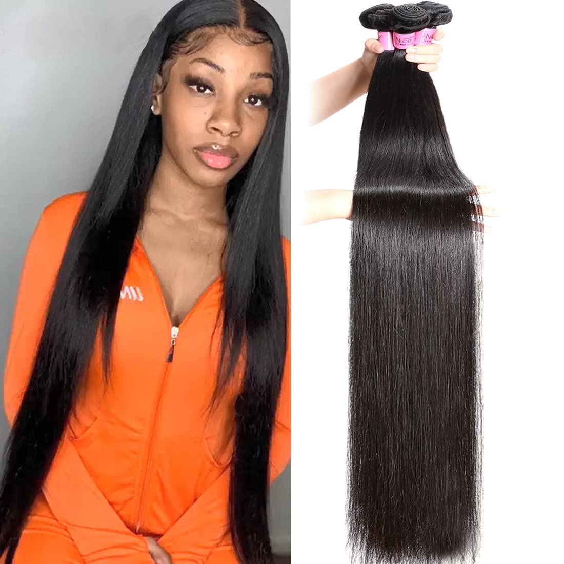 UNICE 10A Malaysian Straight Virgin Human Hair Weaves Extensions - 4 Bundles Unprocessed 100% Human Hair (24 26 28 30 Inch) for Natural Look & Styling Versatility | Perfect for Daily Wear, Parties & Special Occasions
