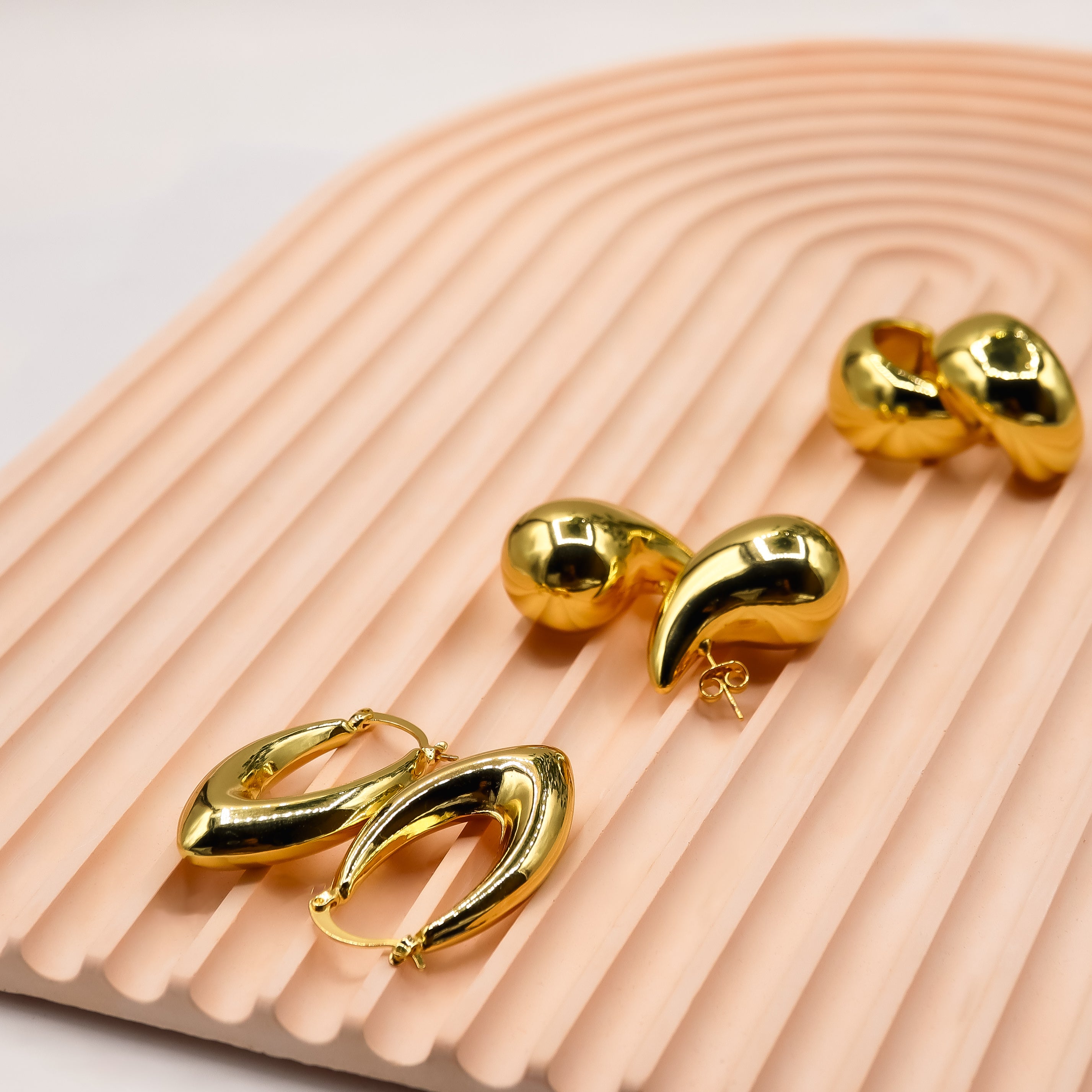 18K Gold Plated Chunky Teardrop Earrings for Women - Large Statement Dangle Earrings - Perfect for Parties, Weddings & Evening Events