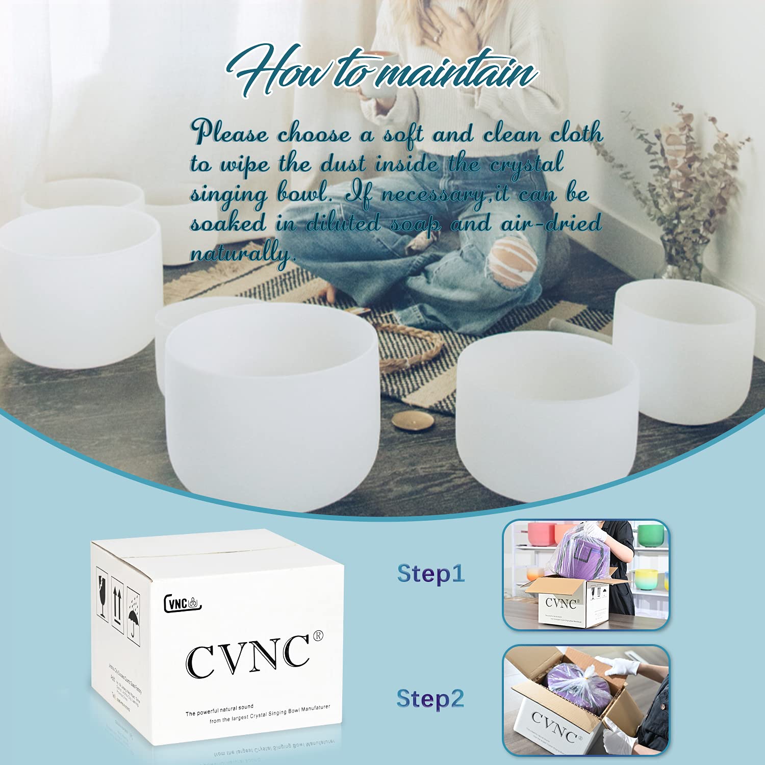 440Hz 8 Inch F Note Heart Chakra Frosted Quartz Crystal Singing Bowl - Meditation Therapy & Sound Healing Instrument with Carrying Bag, Mallet & O-Ring - Perfect for Yoga, Reiki, Chakra Balancing & Relaxation Therapy