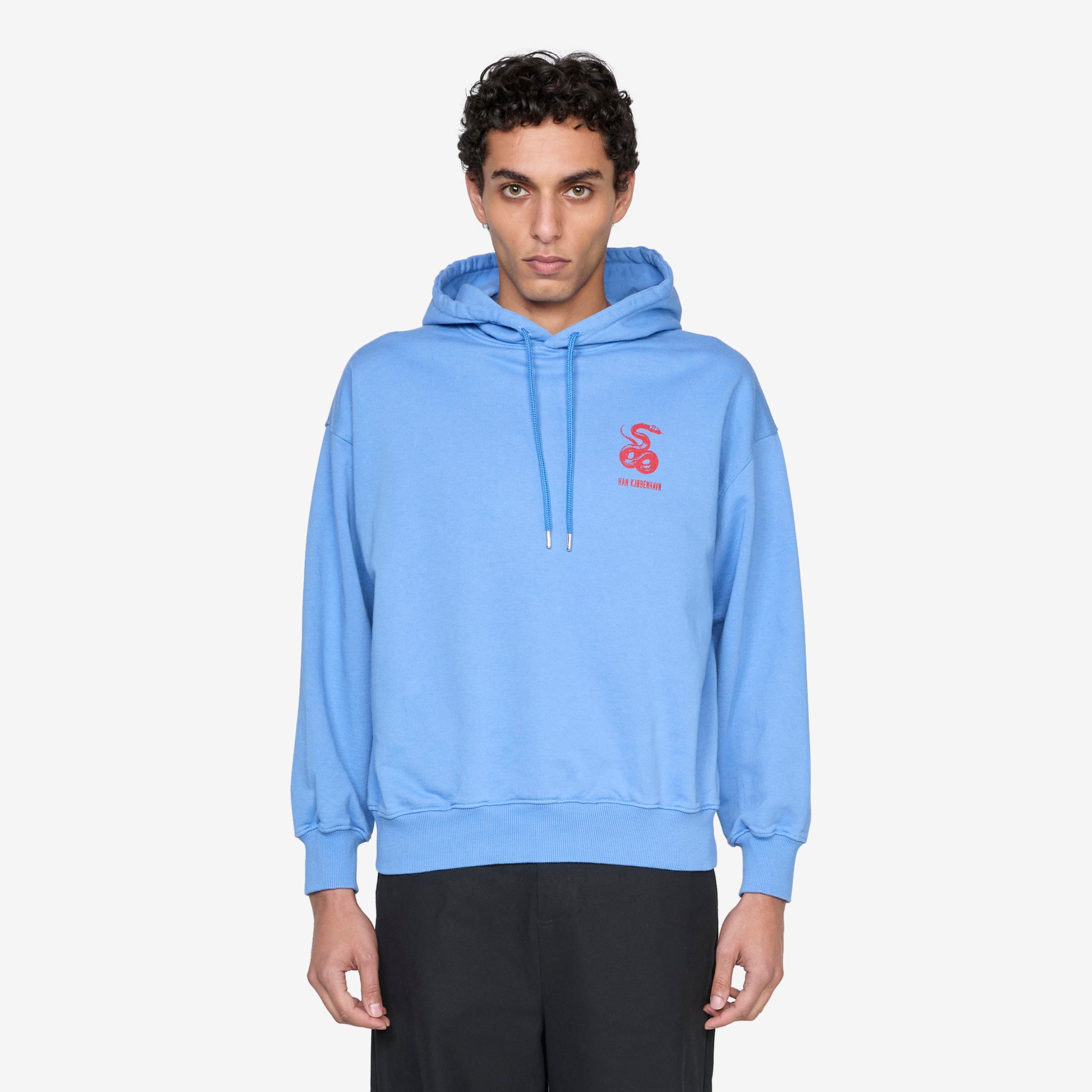 Snake Logo Oversized Hoodie for Men & Women - Dusty Blue Streetwear Pullover | Perfect for Casual Wear, Street Style & Loungewear
