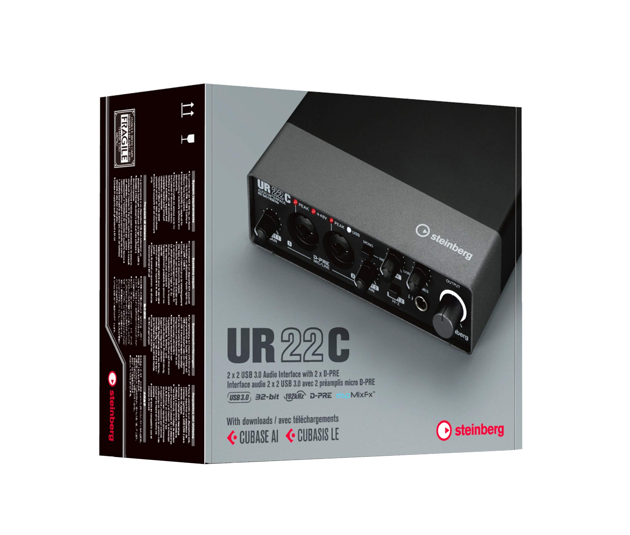 Steinberg UR22C USB 3.0 Audio Interface - Professional Studio Recording Equipment for Musicians & Podcasters | High-Quality Sound Card with Low Latency for Home Studio, Live Streaming & Music Production