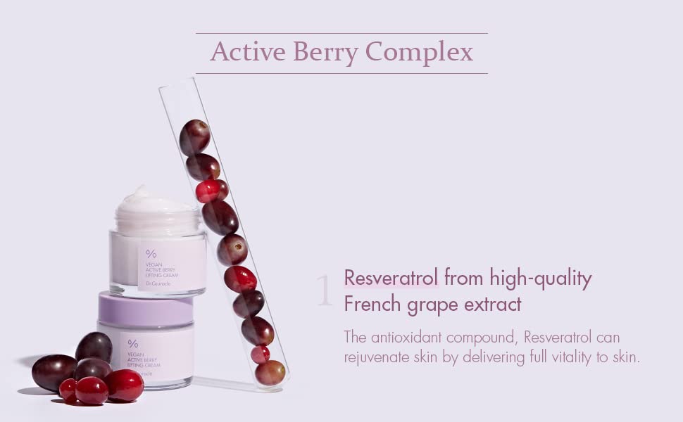 Dr.Ceuracle Vegan Active Berry Lifting Cream (75g / 2.64 oz) - Antioxidant Moisturizer with Resveratrol & Vitamin A for Hydration, Rejuvenation & Anti-Aging - Perfect for Dry Skin Care & Night Routine