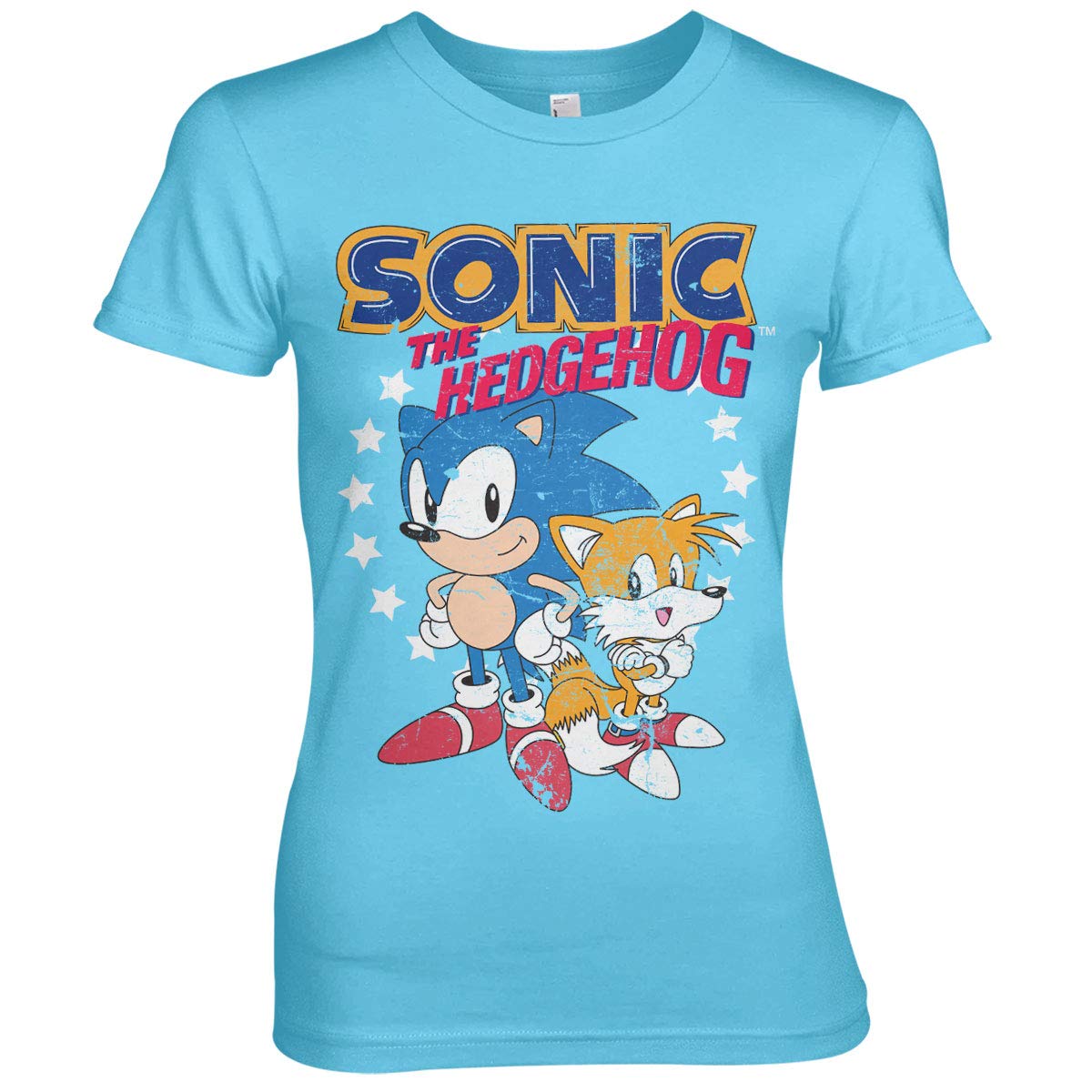 Official Sonic & Tails Women's T-Shirt - Sky Blue X-Large | Licensed Sonic The Hedgehog Merchandise | Perfect for Gaming, Cosplay & Casual Wear