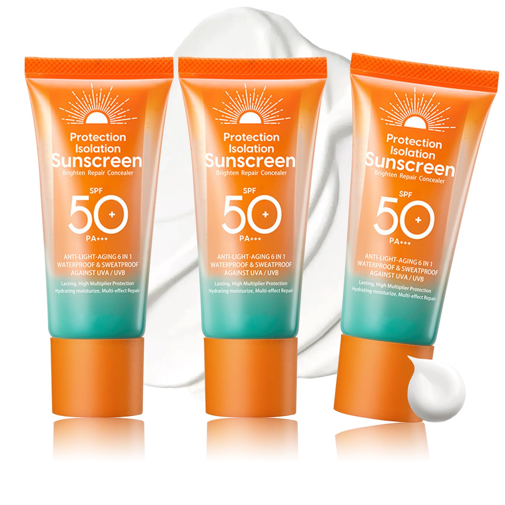 3PCS Mineral Sunscreen SPF 50+ PA+++ for Face & Body - Lightweight, Waterproof & Travel Size (1.76 OZ) - Moisturizing Sunblock for Daily Use, Outdoor Activities & Beach Protection
