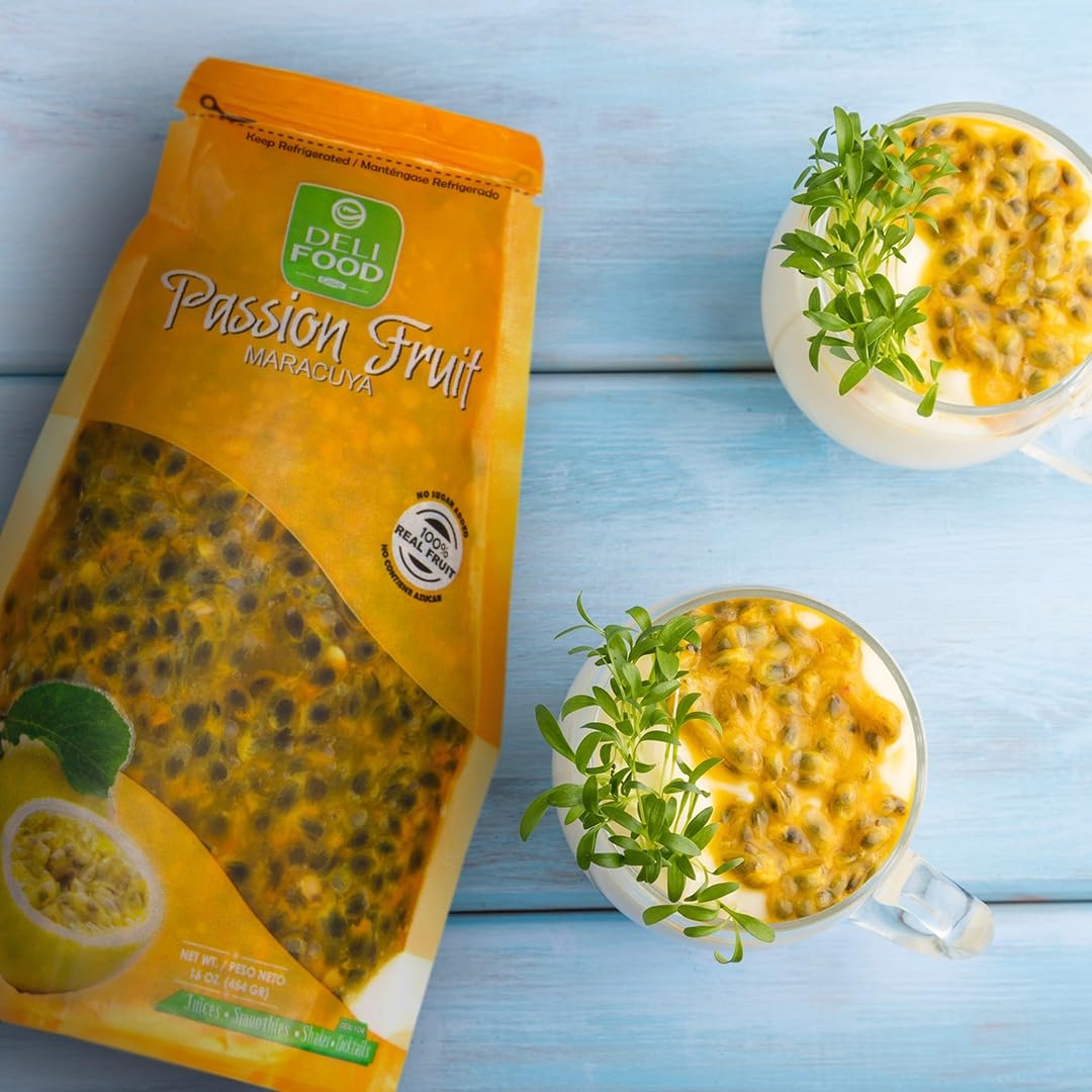 100% Pure Passion Fruit Pulp (Maracuya) with Seeds - No Added Sugar, Natural Tropical Flavor for Cocktails, Smoothies, Juices, Desserts | Perfect for Refreshing Drinks, Sauces & Healthy Snacks | Pack of 3 | Great for Summer Parties & Family Gatherings
